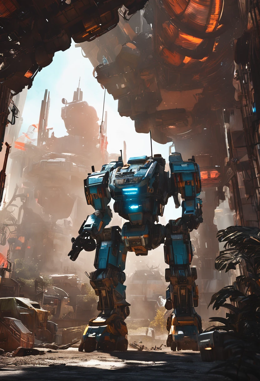 mechs，k hd，Handsome，sci-fy，Cyber style，Bright colors，karo，titanfall