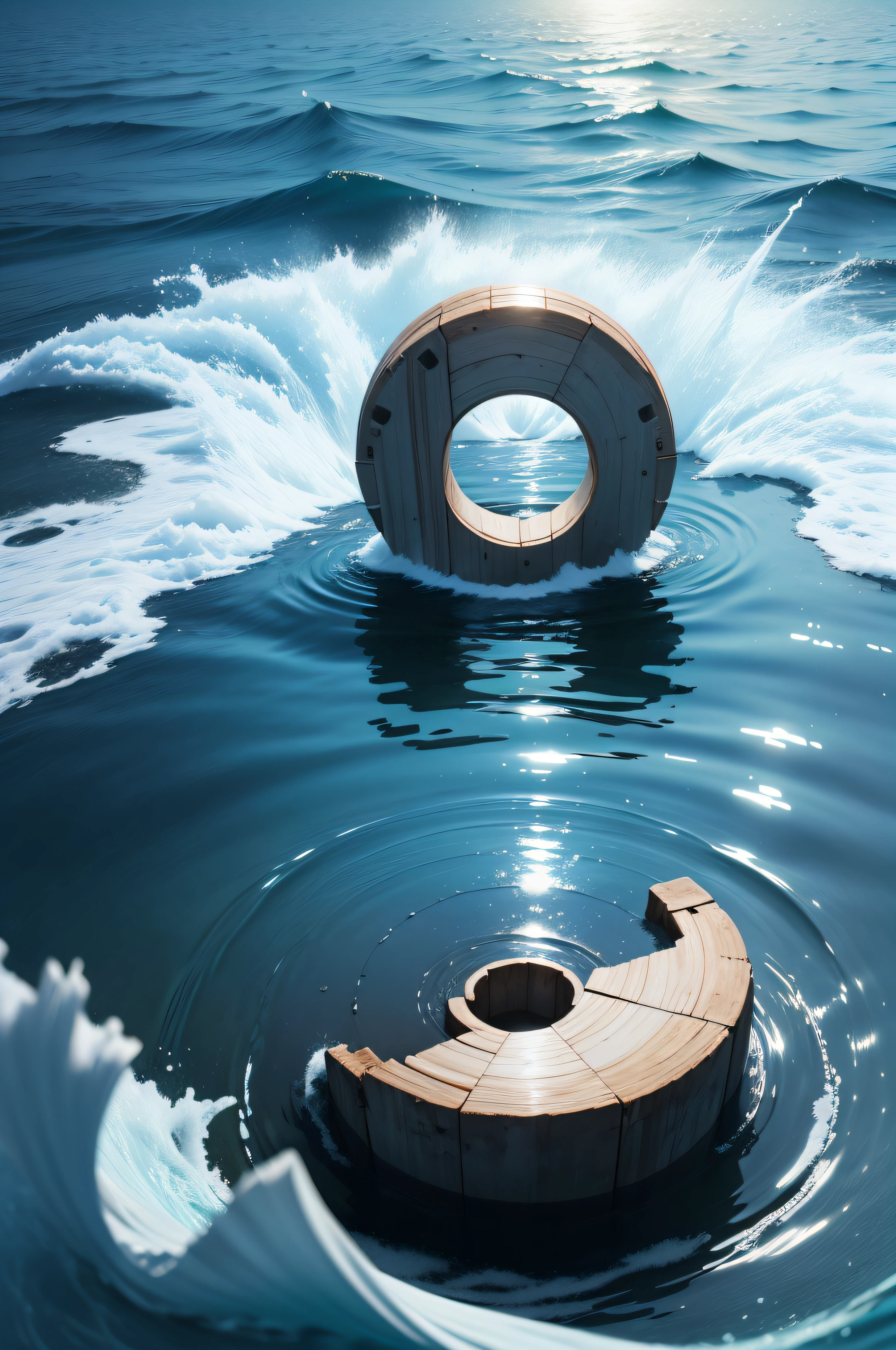 Sinking and floating on the surface of the sea