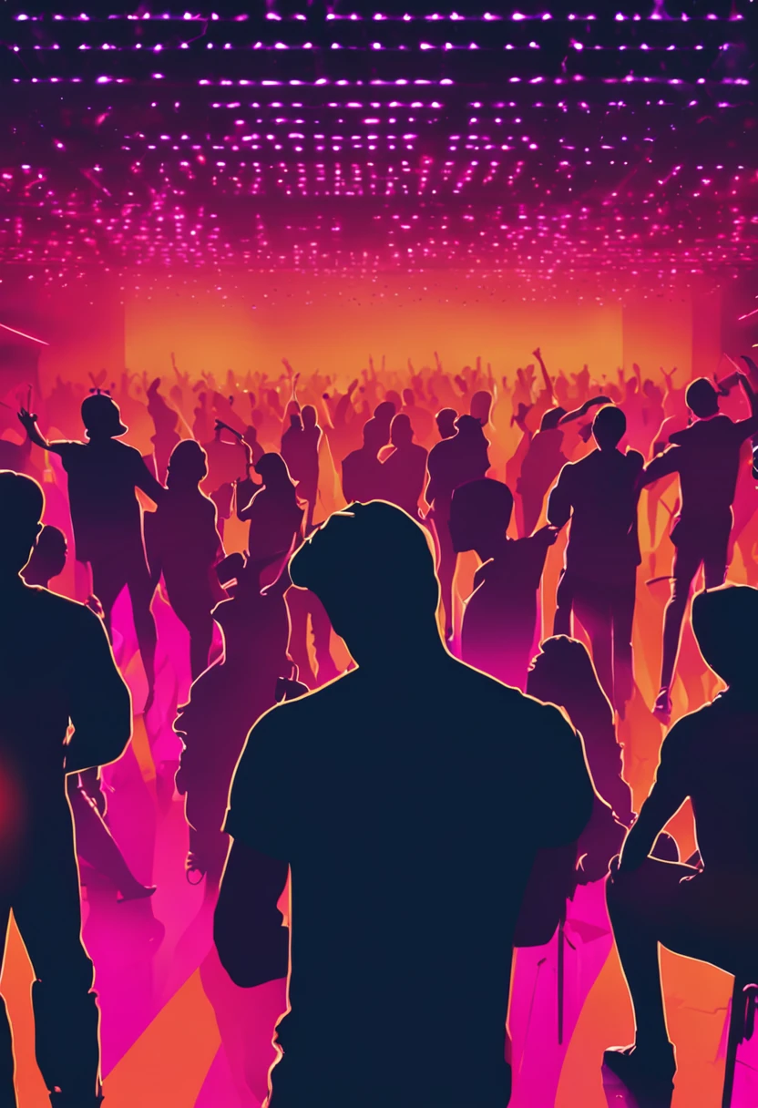 Silhouette crowd in nightclub