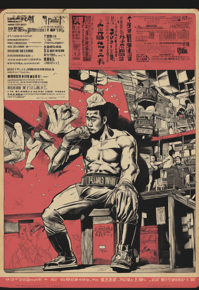 fot, tadashi hitsahara, sawamurao of a man in boxing position with a belt, an album cover by Nagasawa Rosetsu, Tumblr, Shin Hanga, Hiroya oku |, Tomoyuki Yamasaki, Kazuki Tanahashi, Hiroaki Tsutsumi Estilo, Yoshiyuki Sadamoto, Shinji Kimura, Shotaro Ishinomori, Masashi Ando |