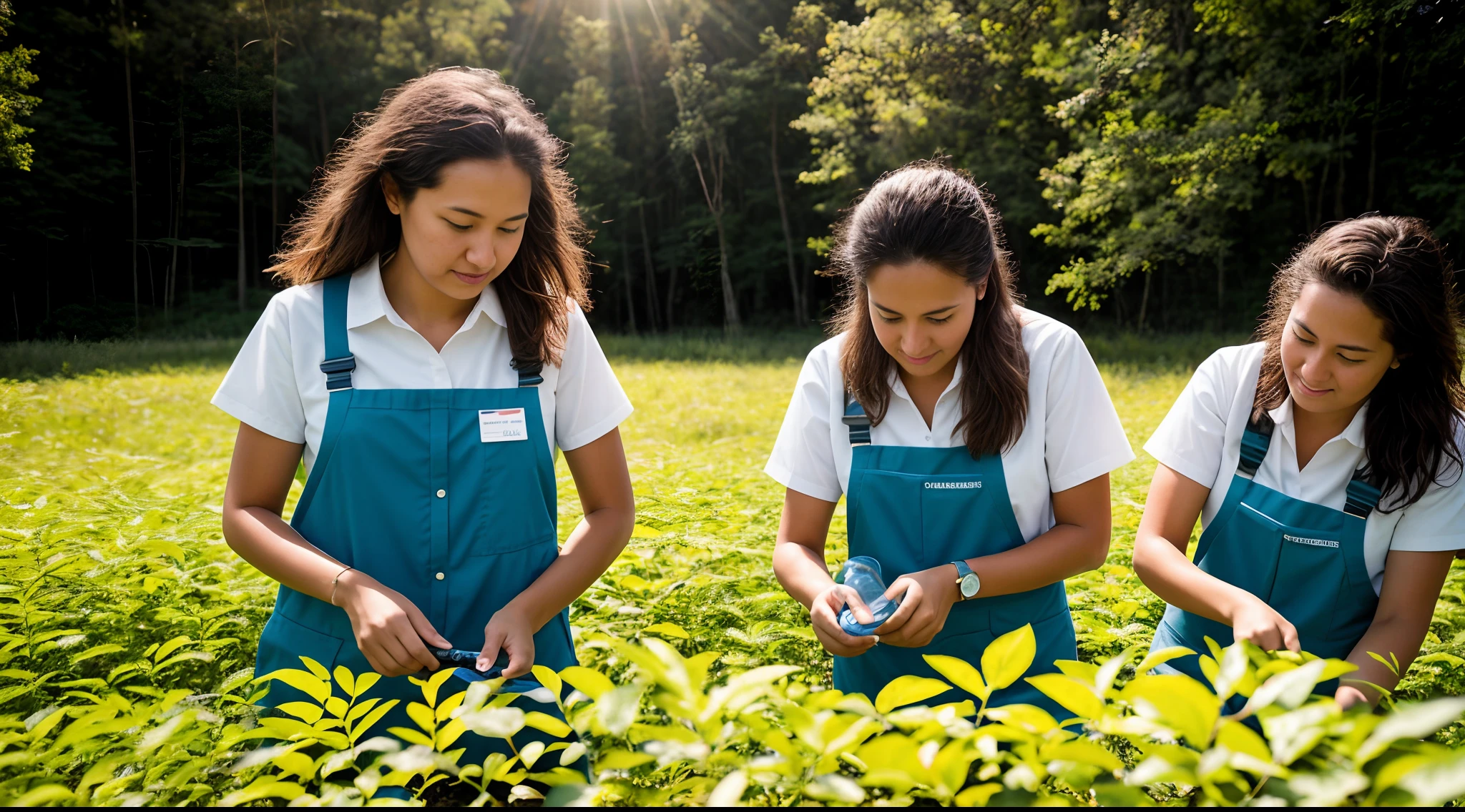 instagram photo, closeup face photo Women scientists in a field setting, collecting samples and analyzing data, dedicated, adventurous, Sony A7R III with 16-35mm f/2.8 lens, natural sunlight, environmental photography.