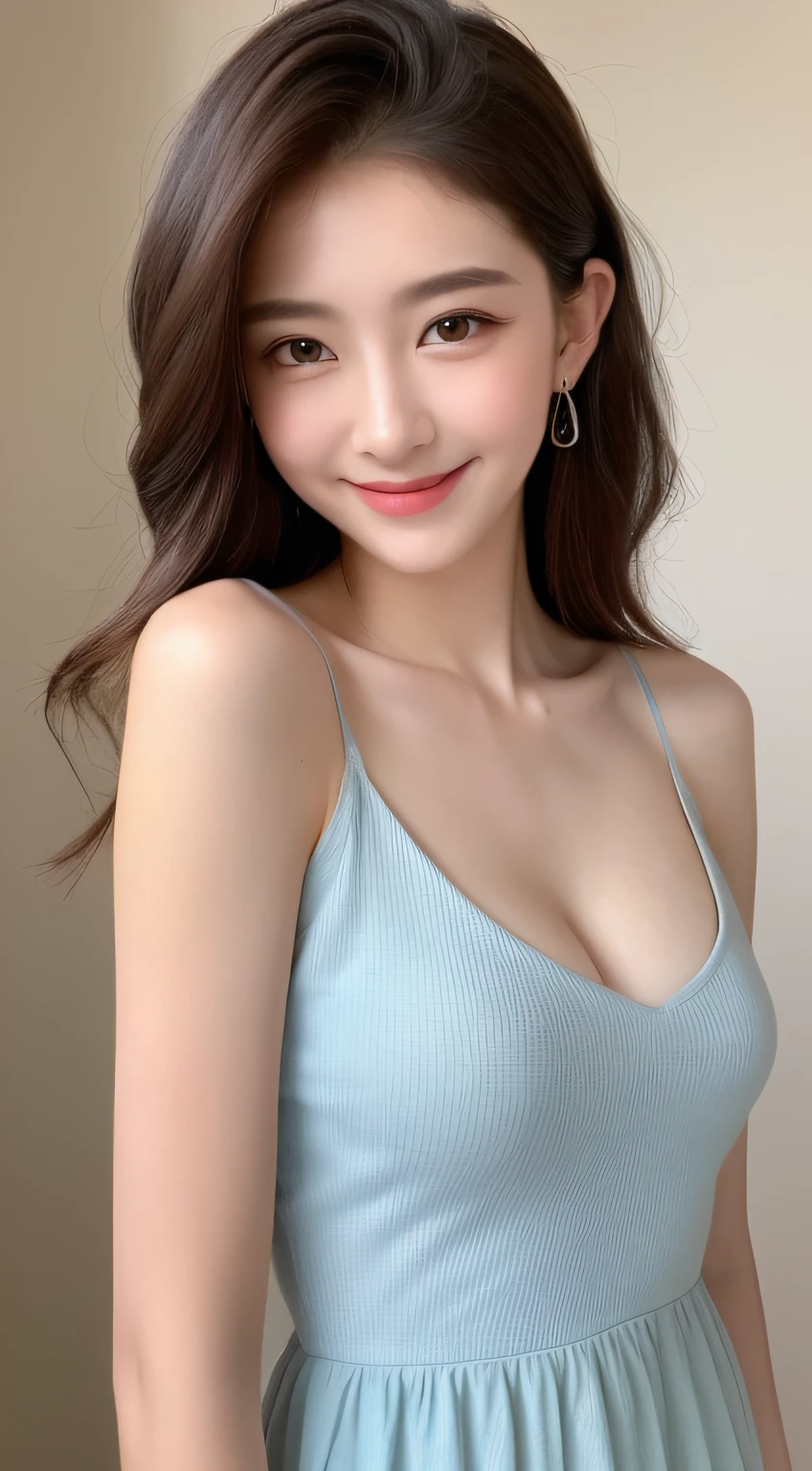((Best Quality, 8K, Masterpiece: 1.3)), 1girl, Slim Abs Beauty: 1.3, (Hairstyle Casual, Big Breasts: 1.2), Dress: 1.1, Super Fine Face, Delicate Eyes, Double Eyelids, Smile, Home