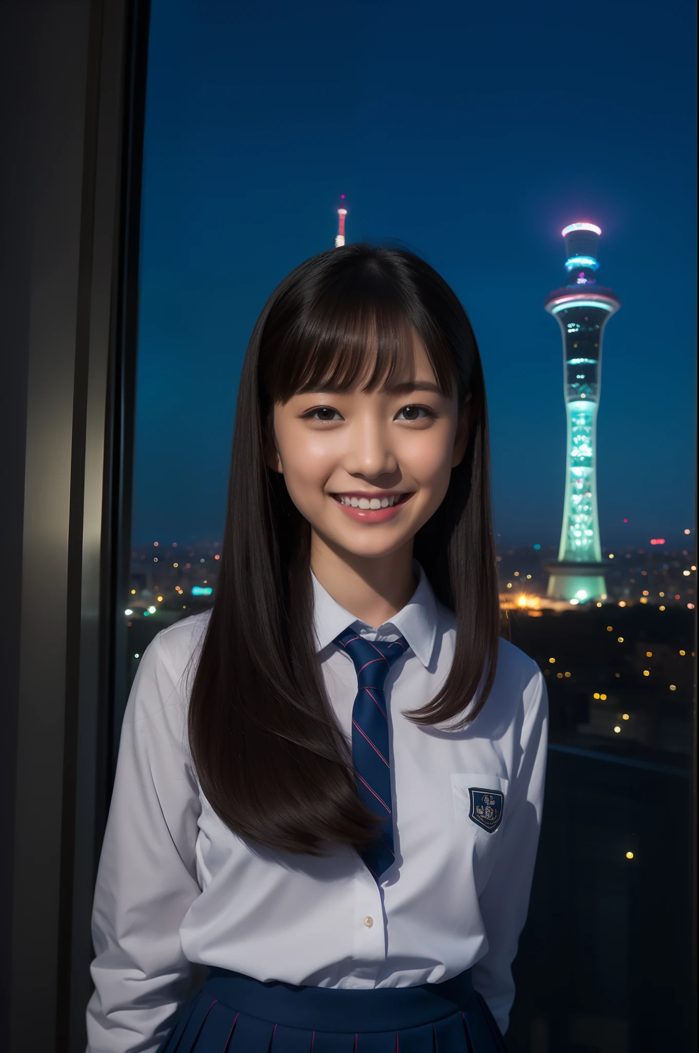 A smile、hi-school girl、校服、Tokyo Skytree、Aurora