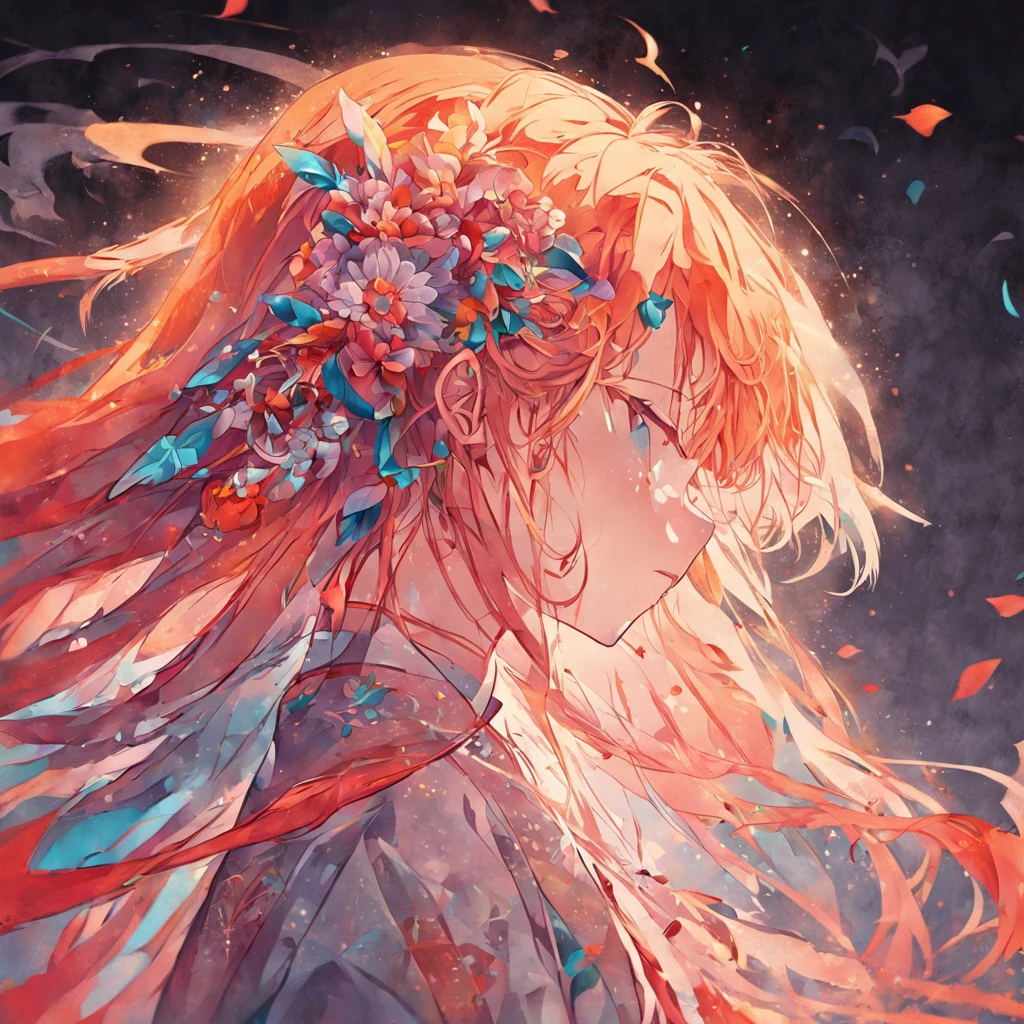 (White background:1.4),(Silhouette of a girl's head, Eyes closed, Colorful long hair, Oriental elements)，(Chinese Illustration:1.3，paper art:1.3, Quilted Paper Art:1.2),( Reasonable design, Clear lines, High Sharpness,Best Quality, Very detailed, masutepiece, Movie Light Effects, 4K )