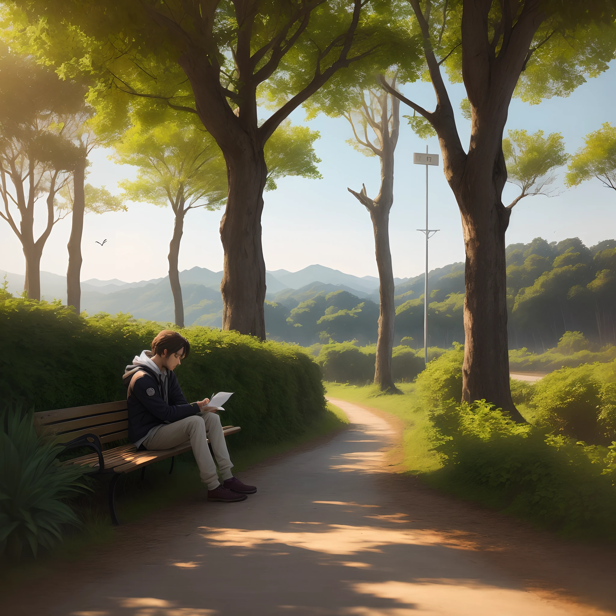 Claro, Here is the description of the scene:
In the scenery, A person is sitting on a bench in a quiet park, surrounded by tall trees and leaves that sway gently in the wind. His gaze is lost on the horizon, with eyes carrying a mixture of sadness and exhaustion. Worry lines mark your forehead, and his shoulders are hunched, como se carregasse um fardo pesado.
The person holds a crumpled piece of paper in one hand, a sign that perhaps you have written down your thoughts and anxieties. Seus dedos tocam suavemente a caneta que descansa ao lado do papel, enquanto ela parece estar imersa em uma luta interna.
Despite the desolation that hangs over her, pequenos raios de sol conseguem romper as nuvens, iluminando sutilmente a cena. Birds sing in the background, lembrando-a da vida que continua ao seu redor, apesar das dificuldades.
It is an image of deep contemplation and decisive moment, where the person is on the verge of giving up, But it also demonstrates the possibility of finding the strength to move forward, even in the face of trials.