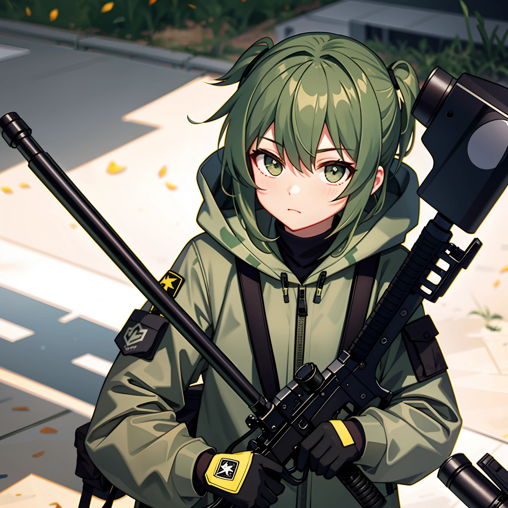 Sniper girl,camouflage uniform