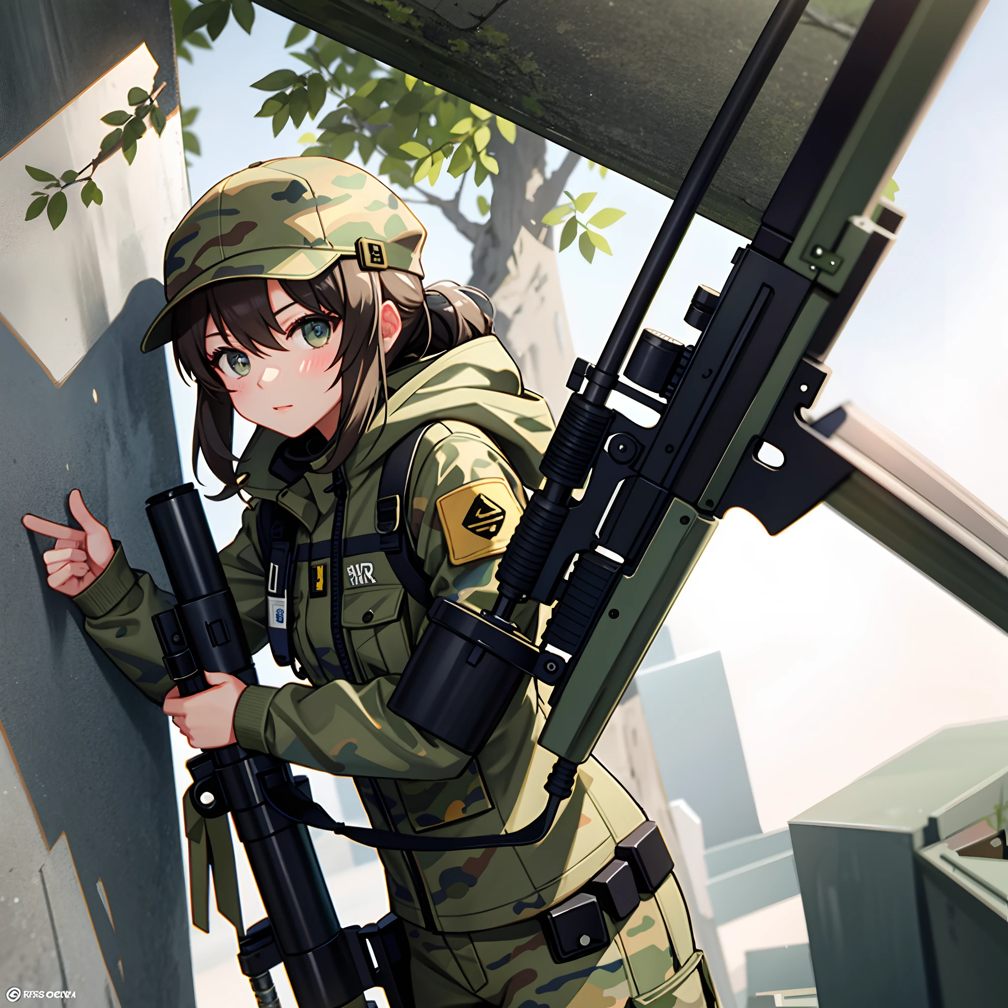 Sniper girl,camouflage uniform