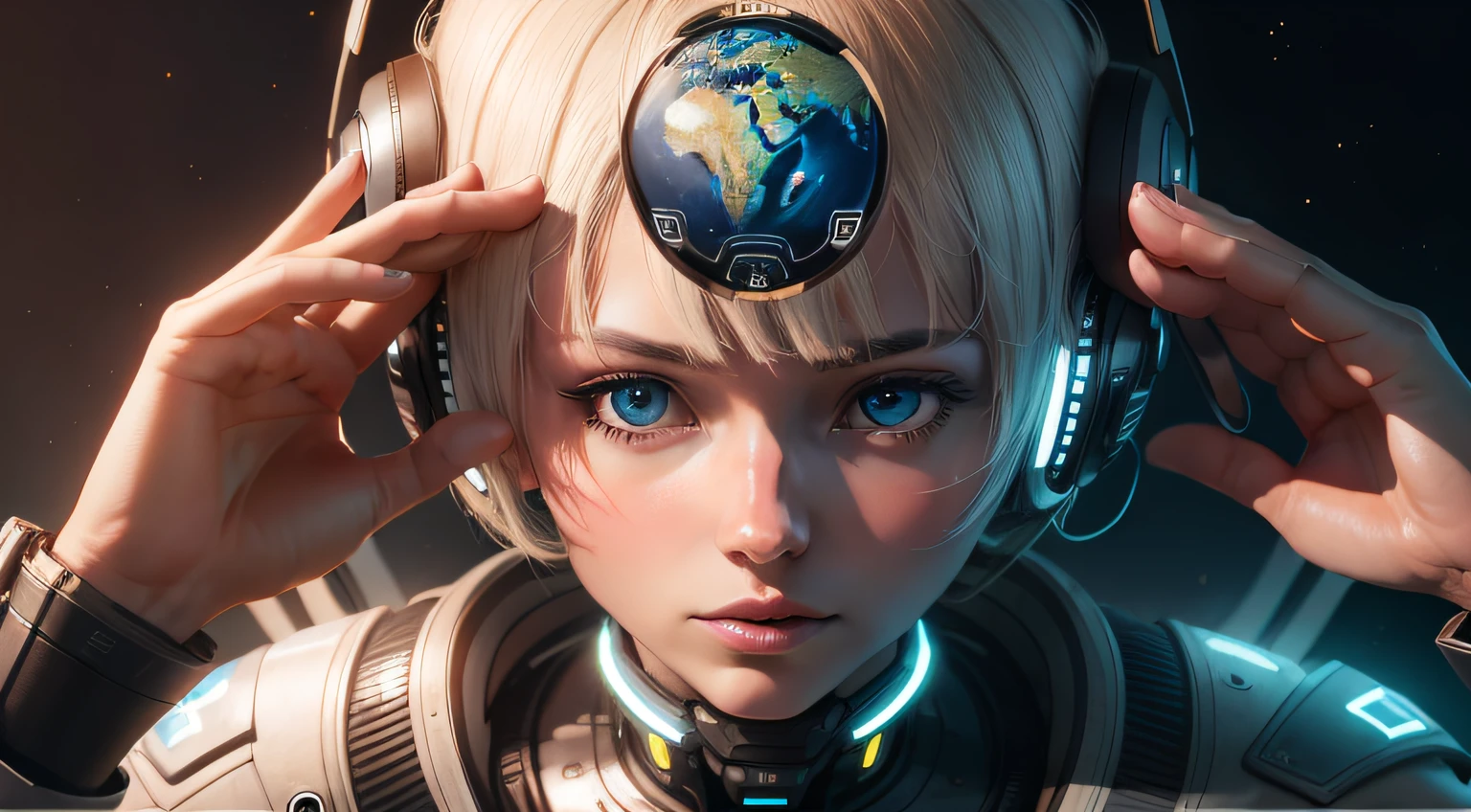 artificial intelligence with planet earth in palm