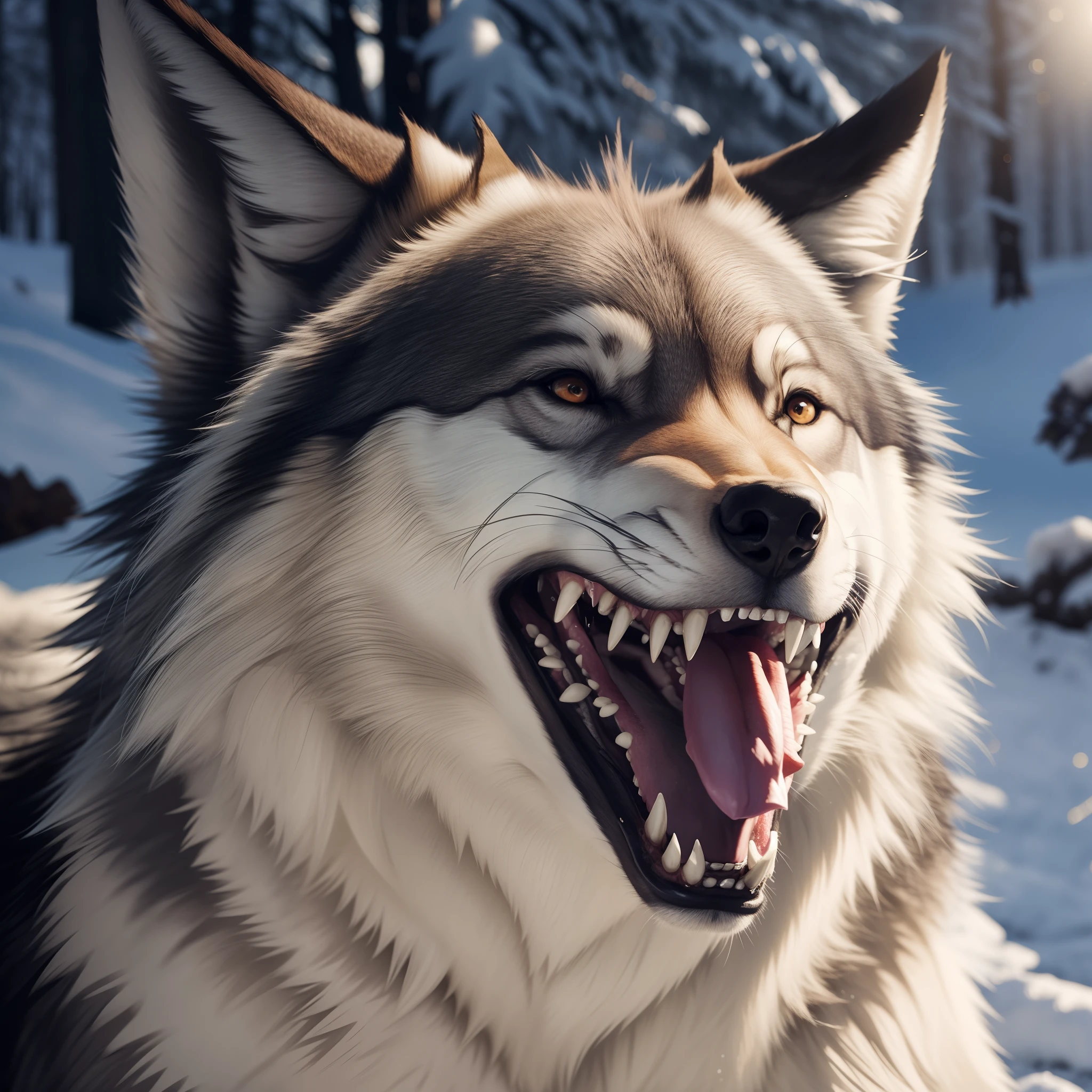 wolf showing his teeth