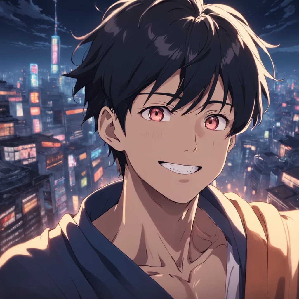 5Male in his 0s asian human 1A smile BigEyes90s Style Anime Retro
