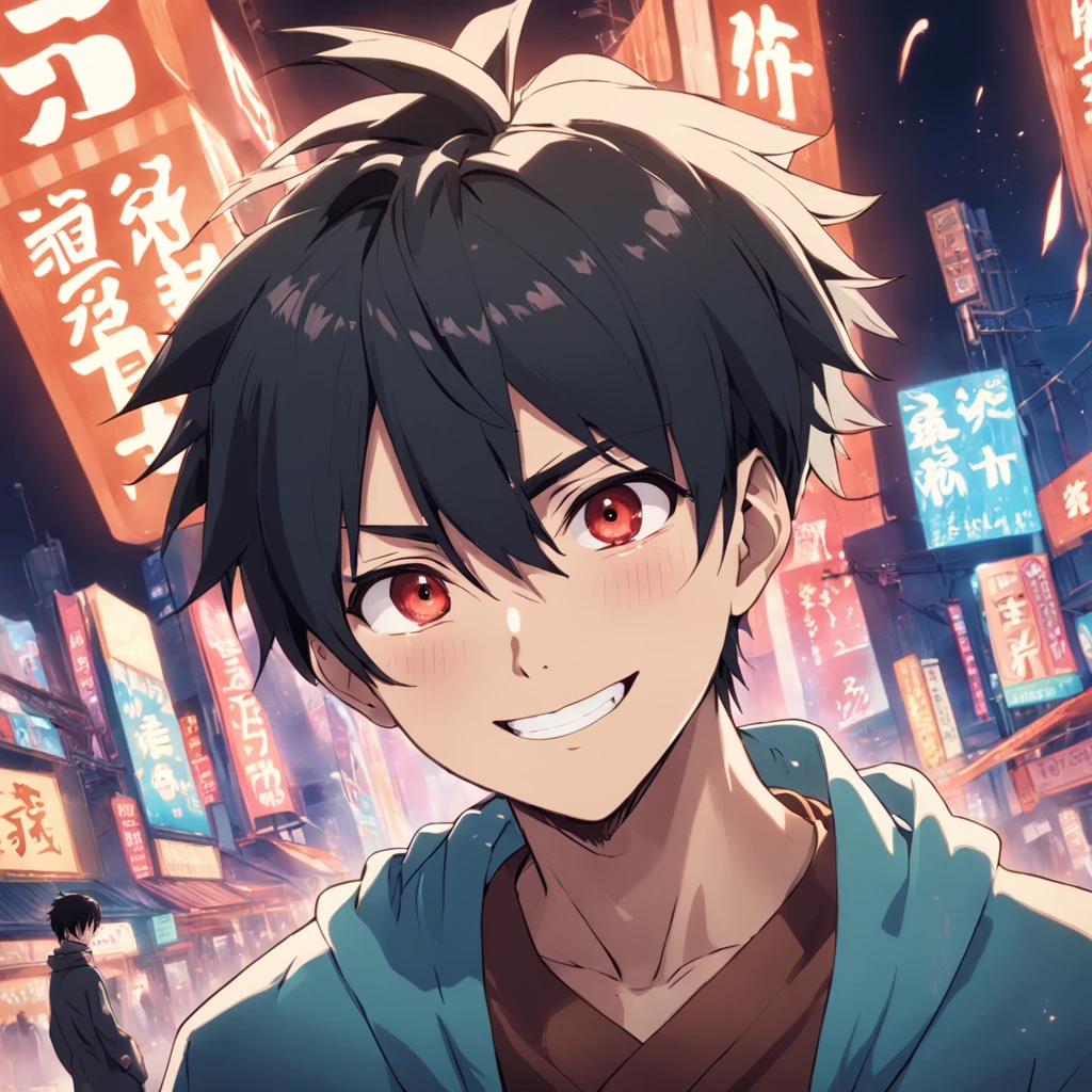 5Male in his 0s asian human 1A smile BigEyes90s Style Anime Retro