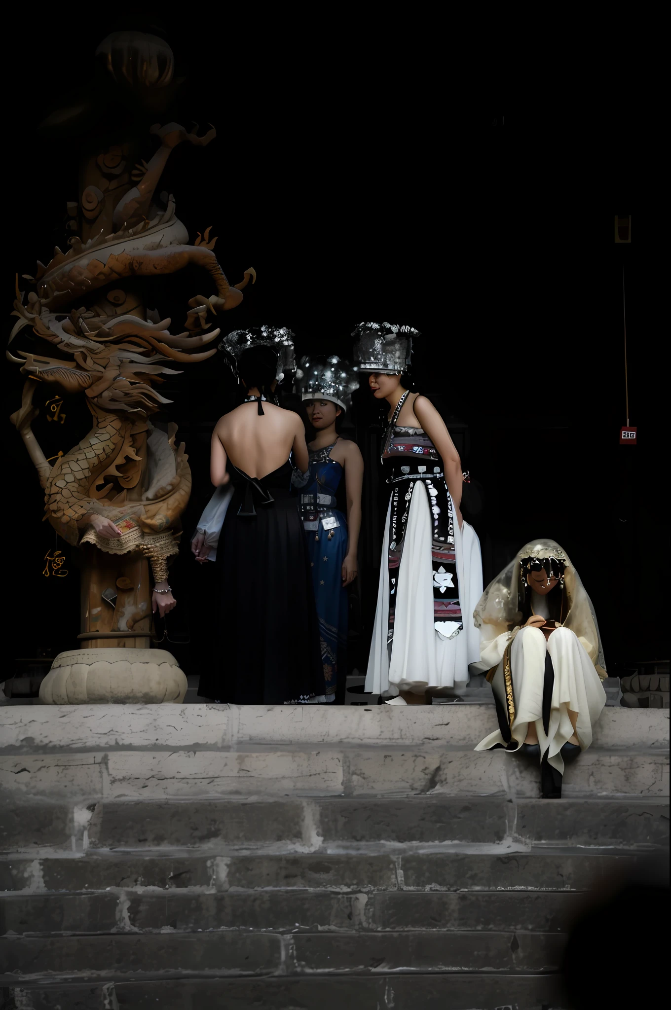 A group of girls ,photographed,Wear traditional clothing,8K,High- sharpness,