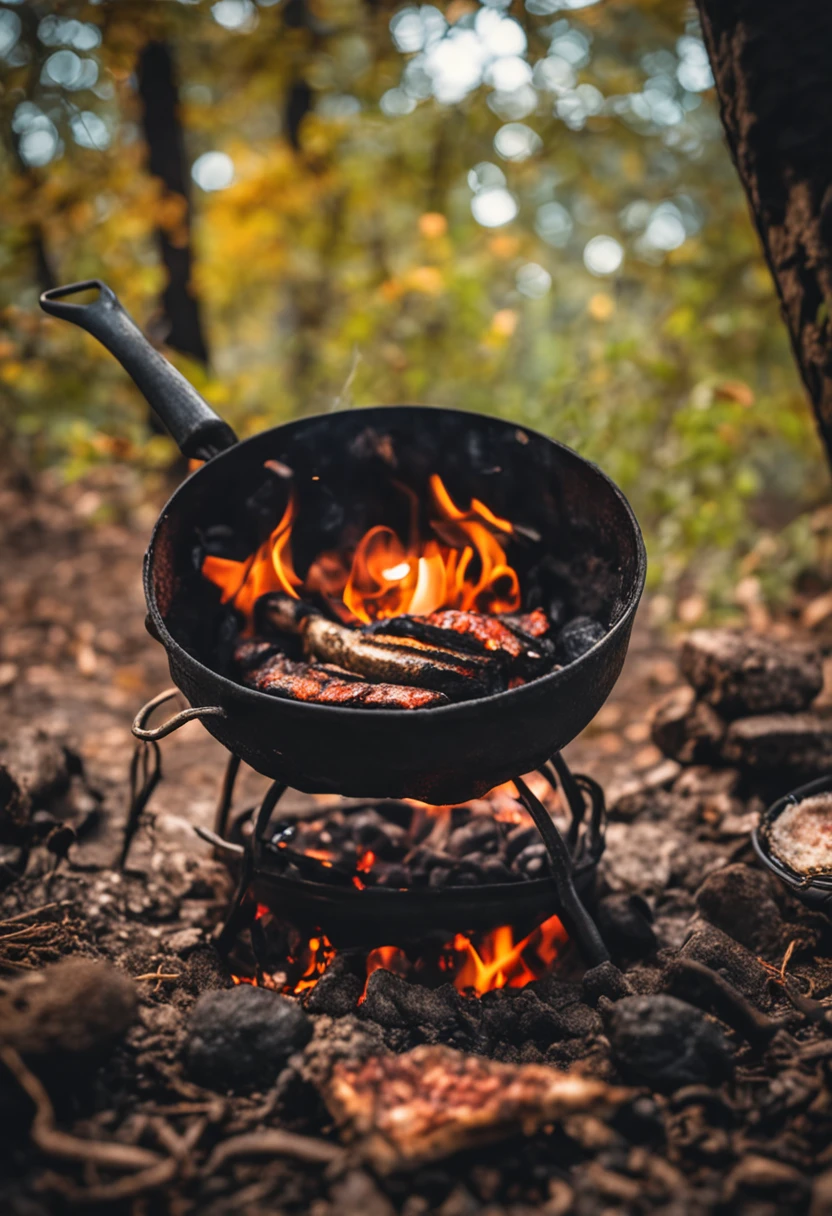 food cooked on the coals