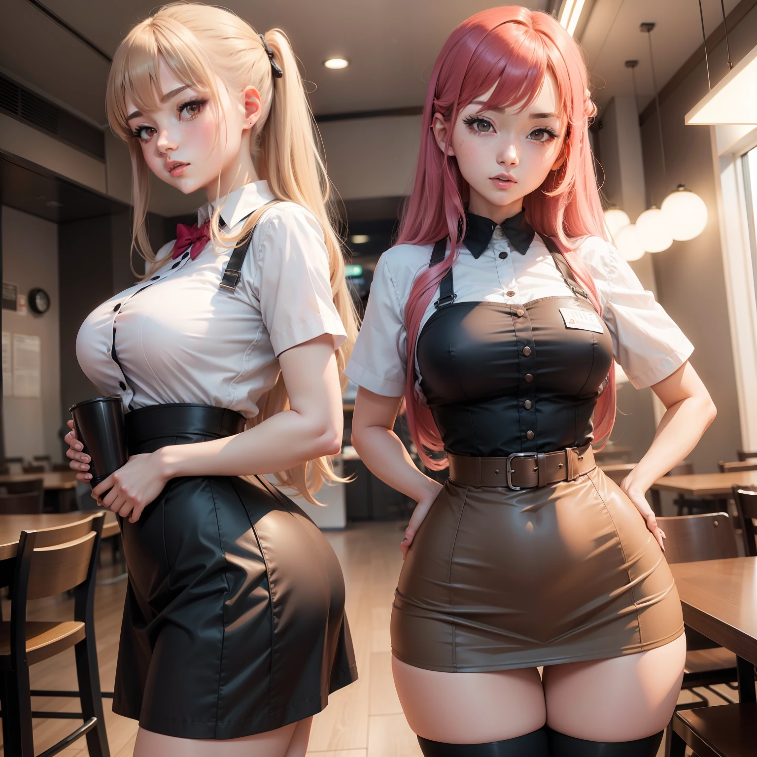 Anime girl, (narrow waist), waitress