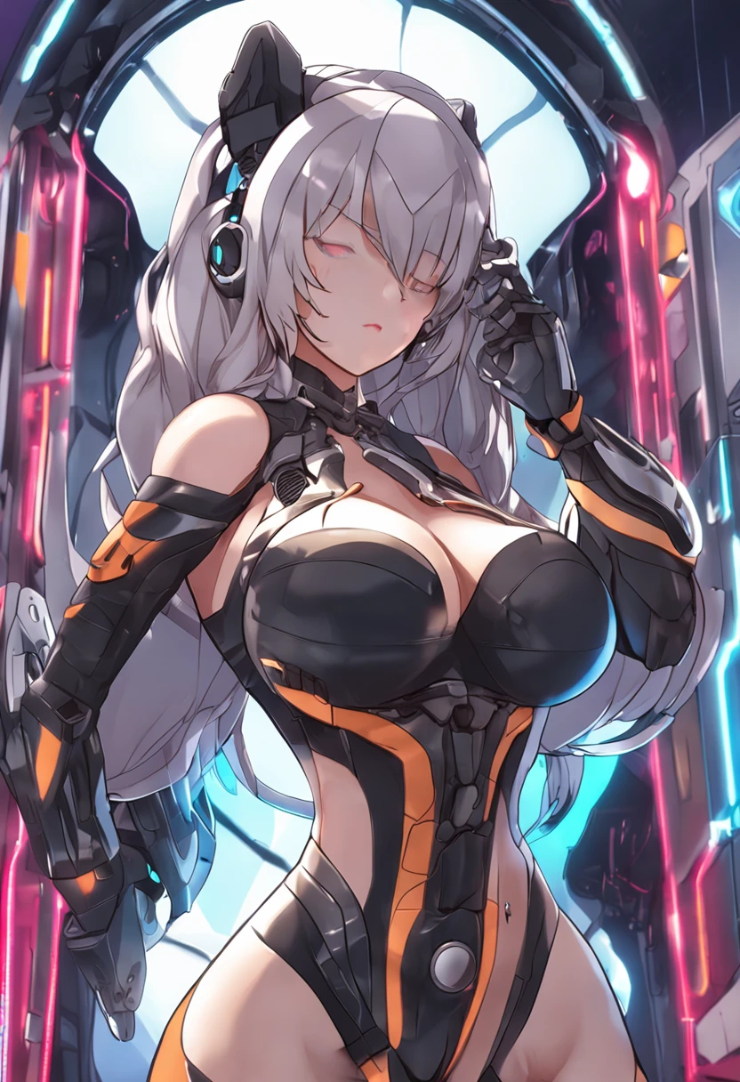 Close-up of a woman posing in a sexy outfit, biomechanical oppai, oppai, thicc, Oppein Proportions, SFW version, the cute sexy ass, most strongest pose, gynoid body, Detailed digital anime art, seductive anime girls, [ 4 K digital art ]!!, breasts covered and sfw, anime highly detailed