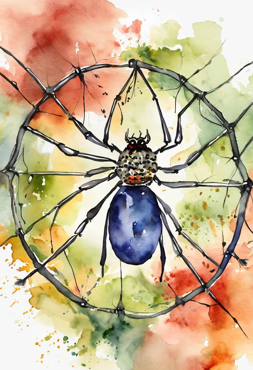 nothing background,A black spider on a cobweb,PNG format