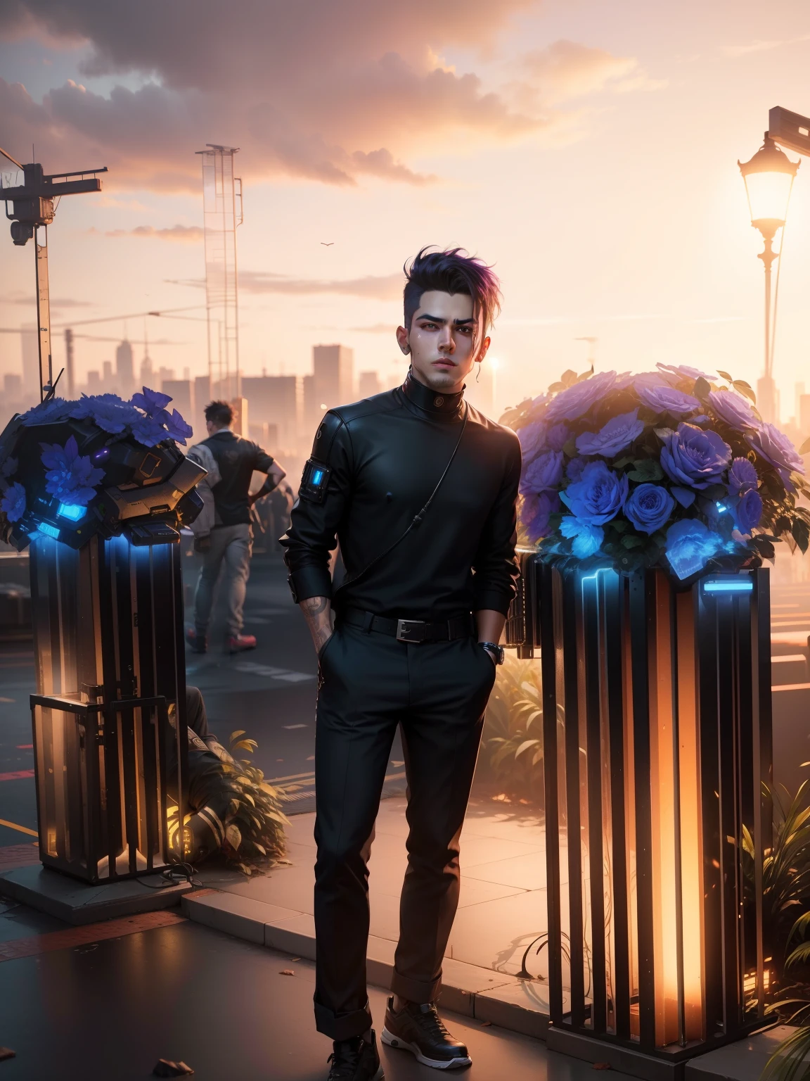 Change backgroun cyberpunk handsome boy realistic face Ultra realistic 8k