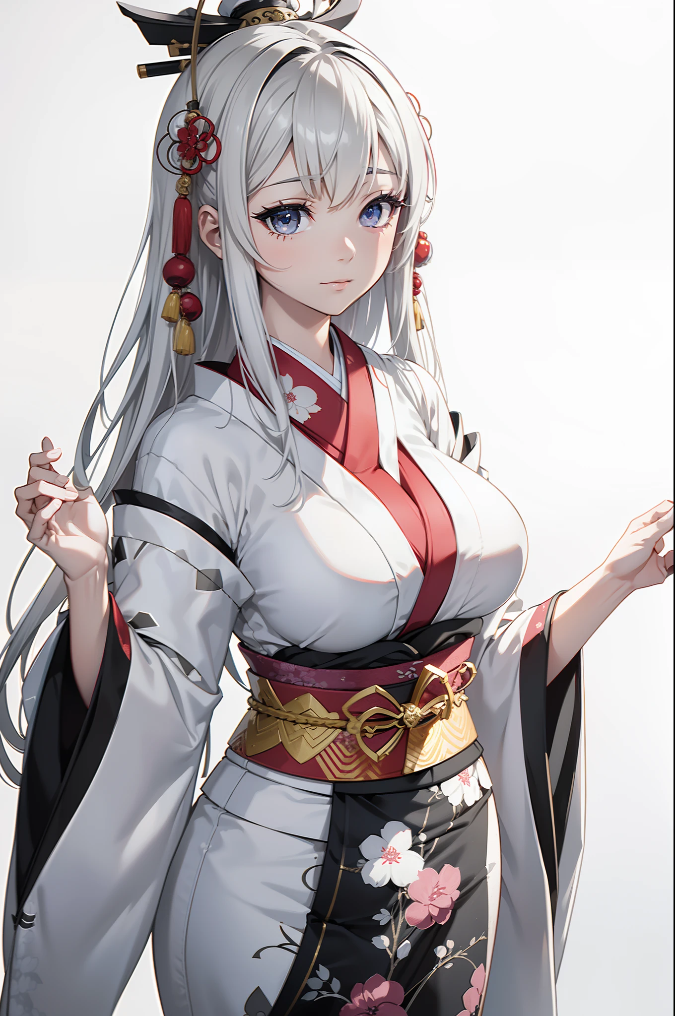 {{{{masterpiece}}}}, {{{hyper detailed}}}, {{{highres}}}, {{good anatomy}}, (((best quality))), ((an extremely delicate and beautiful)), {{an extremely detailed and delicate}}, {8k cg wallpaper}, {{illustration}}, (greyscale with colored background:1), white and black background, (chromatic aberration:1.2), upper body, mature female, (1girl:1), solo, oiran, (japanese clothes:1.2), medium breasts, hiten1,