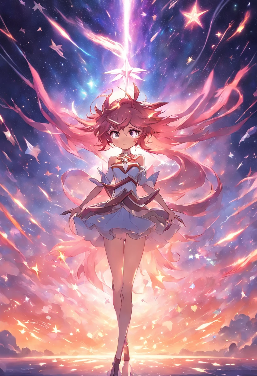 (melhor qualidade, Amazing illustration) Galactic scenes, estrelas cintilantes, Star guardian, um ser incomum, impressionante, que abrange tudo.