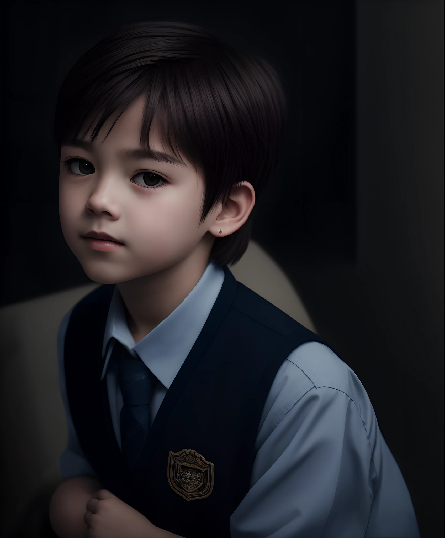 Best quality, Masterpiece, 超A high resolution, (Photorealistic:1.4), RAW photo, 1 boy,school uniform, Short hair,, (Masterpiece, Best quality, High quality, A high resolution, Ultra-detailed),