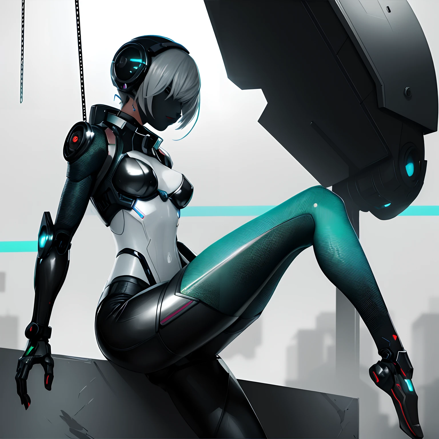 Beautiful young female cyborg, robot girl