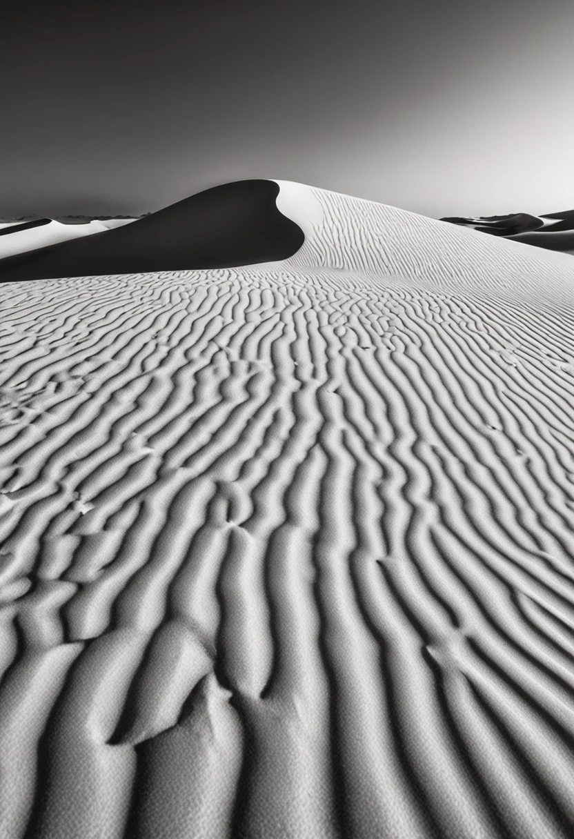 A great desert of white sands with no end in sight, Antecedentes altamente detalhados，Realistic，ultra-detalhada，pele super detalhada，Brilho da Luz，filmic grain，Expro II，Reflexo da lente，sharpen，Cinematic shadow