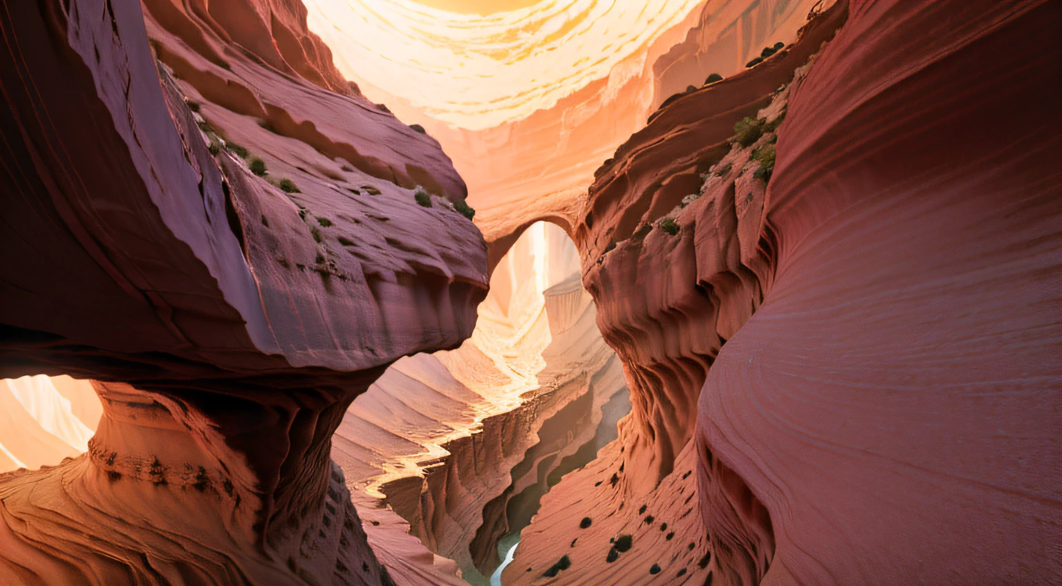 View of a narrow slit in a canyon with a light passing through, Antilope du canyon, Canyon, Contexte du Canyon, Contexte de Brown Canyon, Topographie du Canyon, at the top of a Canyon, Formes fluides, Mysterious Canyon Streams, Natural sculptures in red sandstone, The planet is hot with canyons, Canyons, lignes fluides, sandstone, Courbes fluides, Arizona