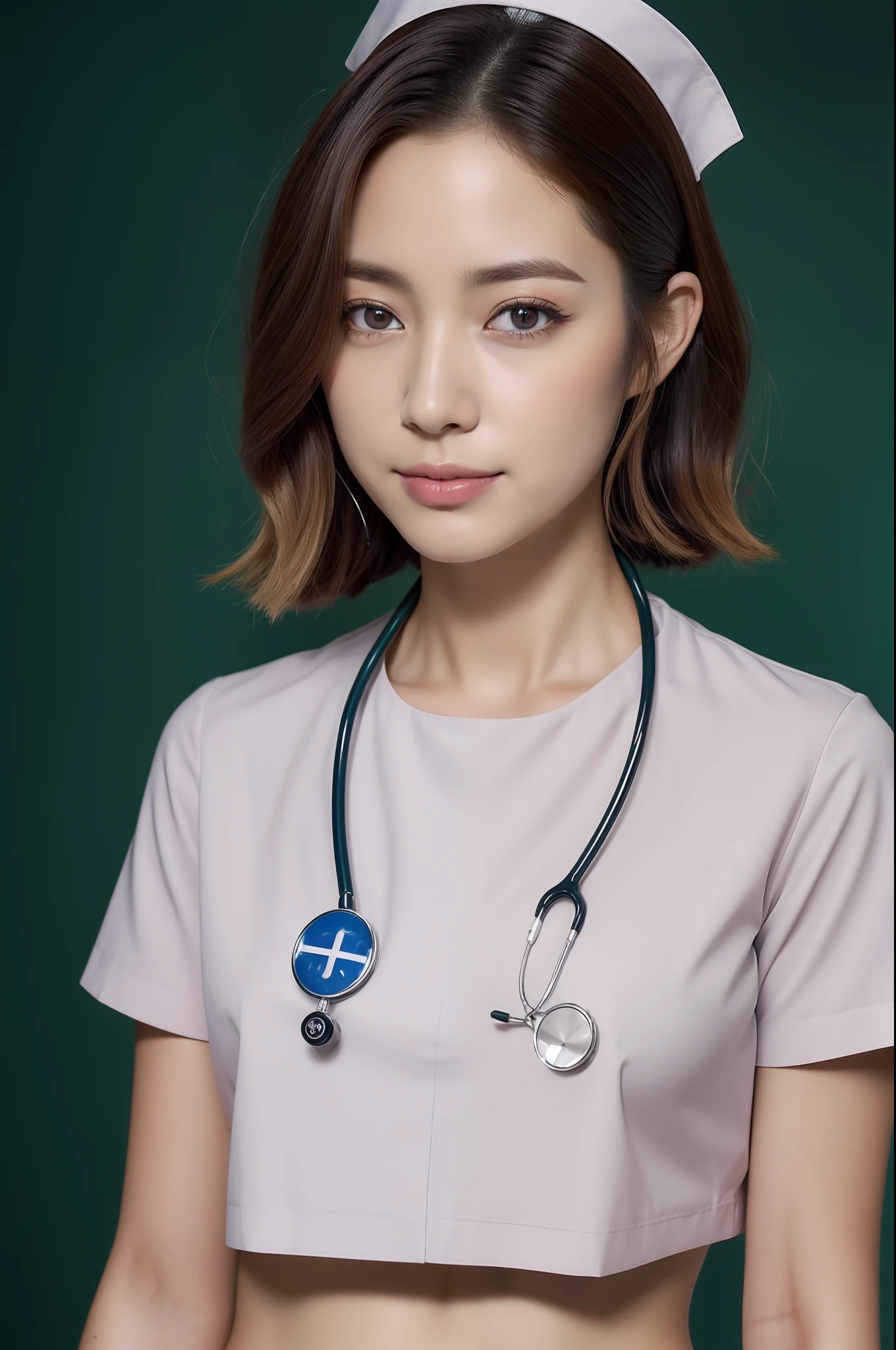 ((nurse、top-quality、8k、masterpiece:1.3))、A slight smil、foco nítido:1.2、Beautiful woman with perfect body:1.4、slim abdomen:1.2、huge tit:1.2、Highly detailed facial and skin texture、 A detailed eye、二重まぶた