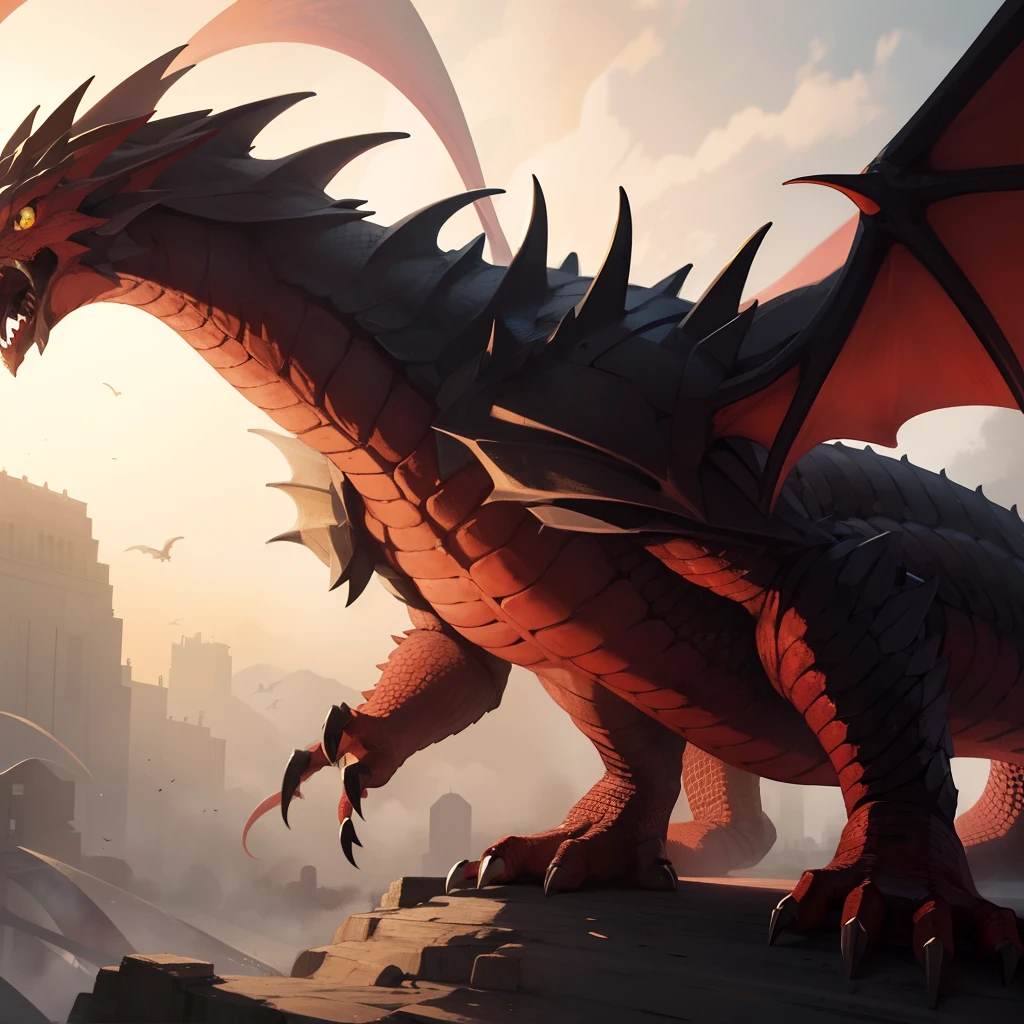Super giant dragon-type monster，the detail，magnifica，fluency，A huge sense of oppression，be desperate，scarlet