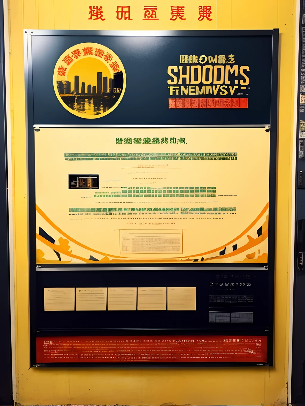 Welcome poster for the School of Film and Television Media；Vintage papery feel；There is film、Elements such as cameras；In the middle there is "Light and shadow build dreams."，Bloom the future" keyword；Horizontal version