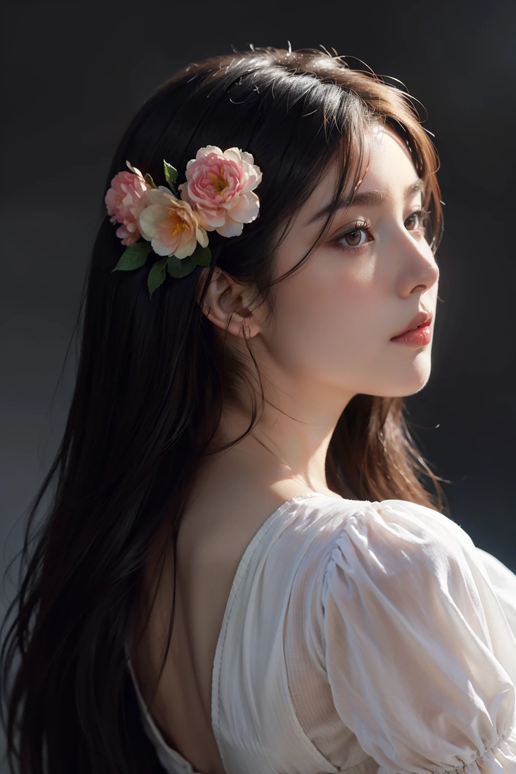 there is a woman with a flower in her hair, A beautiful artwork illustration, Beautiful digital illustrations, a beautiful anime portrait, Alphonse mucha and rossdraws, in the art style of bowater, Beautiful digital artwork, Beautiful character painting...