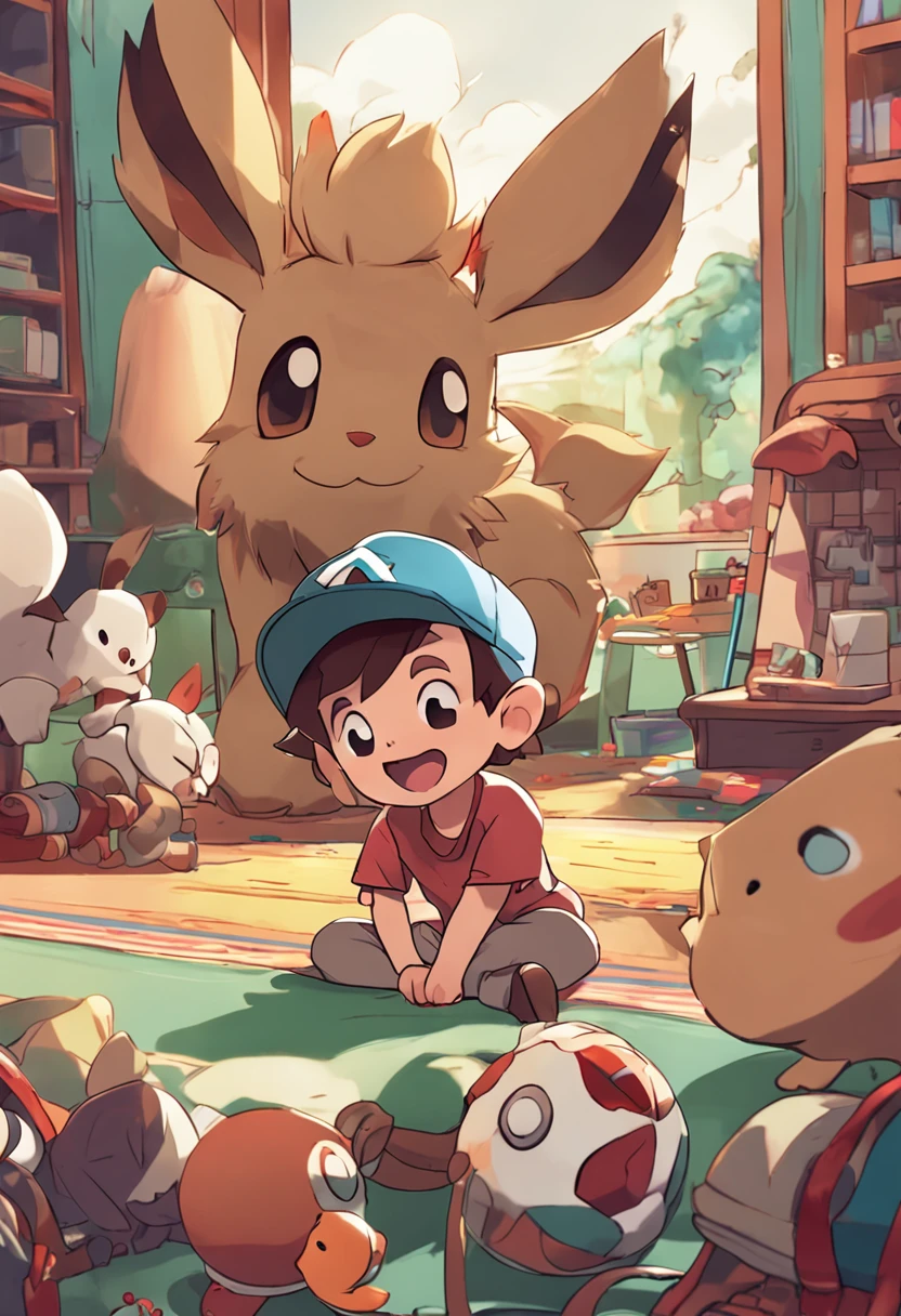 a  play with eevee,pokemon world,animate