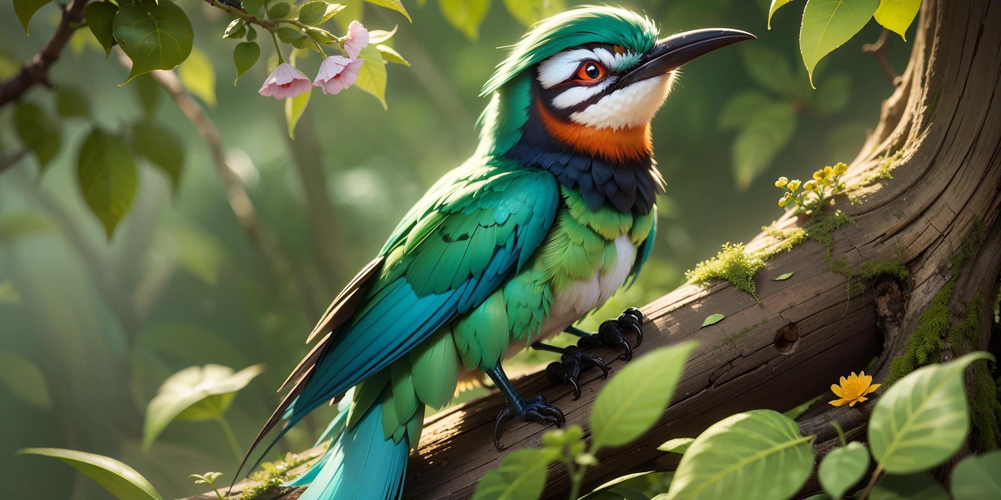 A Blue tailed bee-eater in a magical grove, extremely detailed -- ar 3:3 --auto --s2