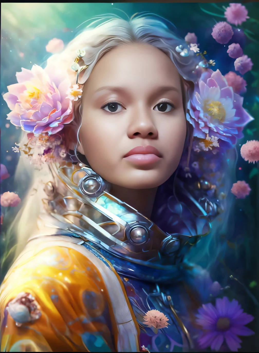um close up de uma mulher com uma flor no cabelo, retrato bonito da arte da fantasia, retrato bonito da fantasia, retrato da arte da fantasia, arte do retrato da fantasia, retrato da fantasia, bela arte digital, lindo pintura digital, bela arte de fantasia, arte de fantasia hiperrealista, retrato de arte conceito de fantasia, arte digital fantasia arte, lindo arte digital, pintura digital bonita, retrato de fantasia digital