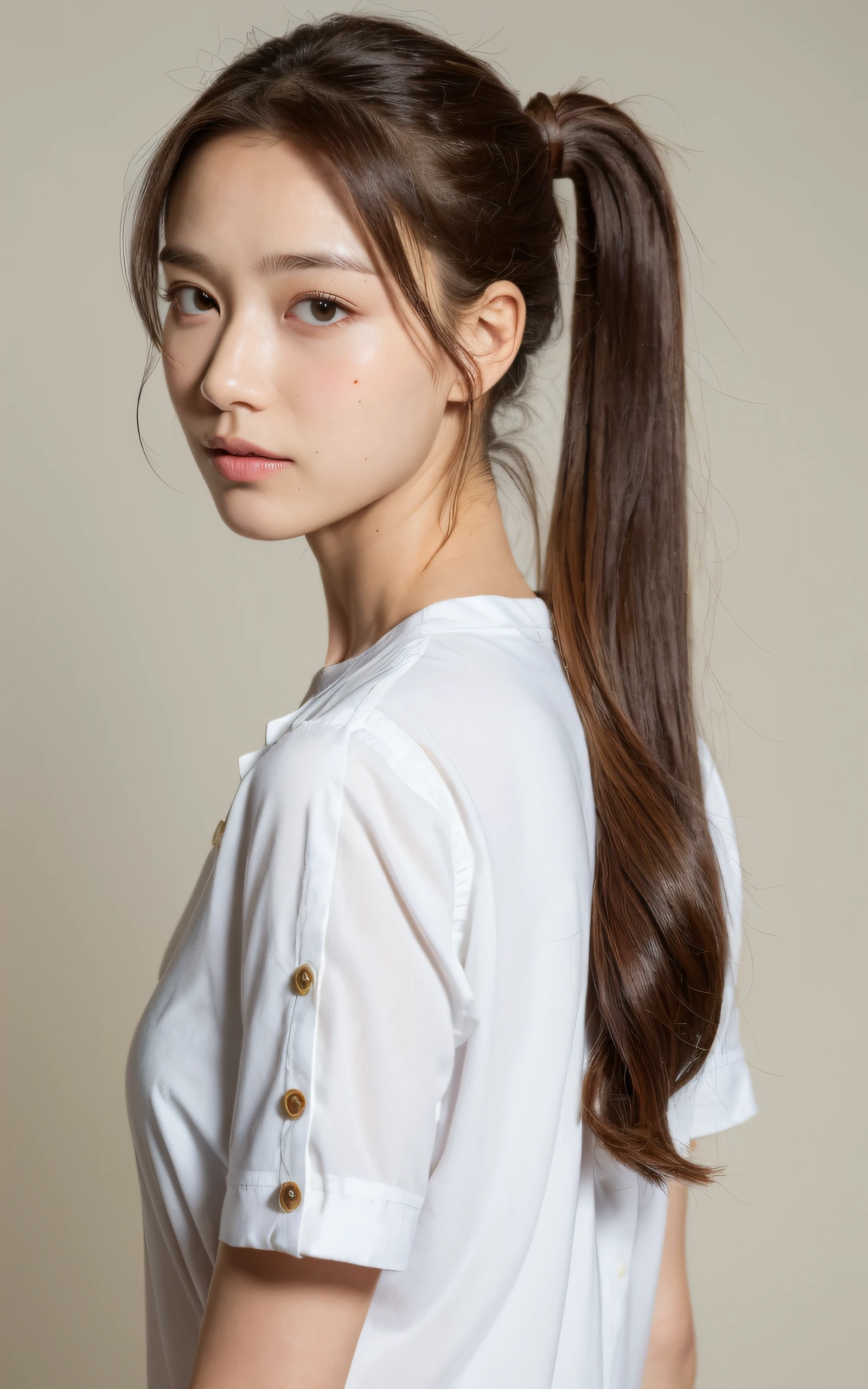 Beautiful adult Japanese woman、((best qualtiy, 8K, tmasterpiece:1.3))、((hentail realism:1.5))、((realistic sense:1.5))、Perfect litthing、perfect figure beautiful woman:1.4、((Layered Hair Style、crisp breasts:1.3))、(Long pink shirt:1.2)、(street:1.2)、Highly detailed facial and skin texture、glowy skin、A detailed eye、二重まぶた、(The front of the shirt is open:1.1)、(The breast is exposed:1.1)、(Small areolas、Mei :1.3)、see the beholder、Side view、