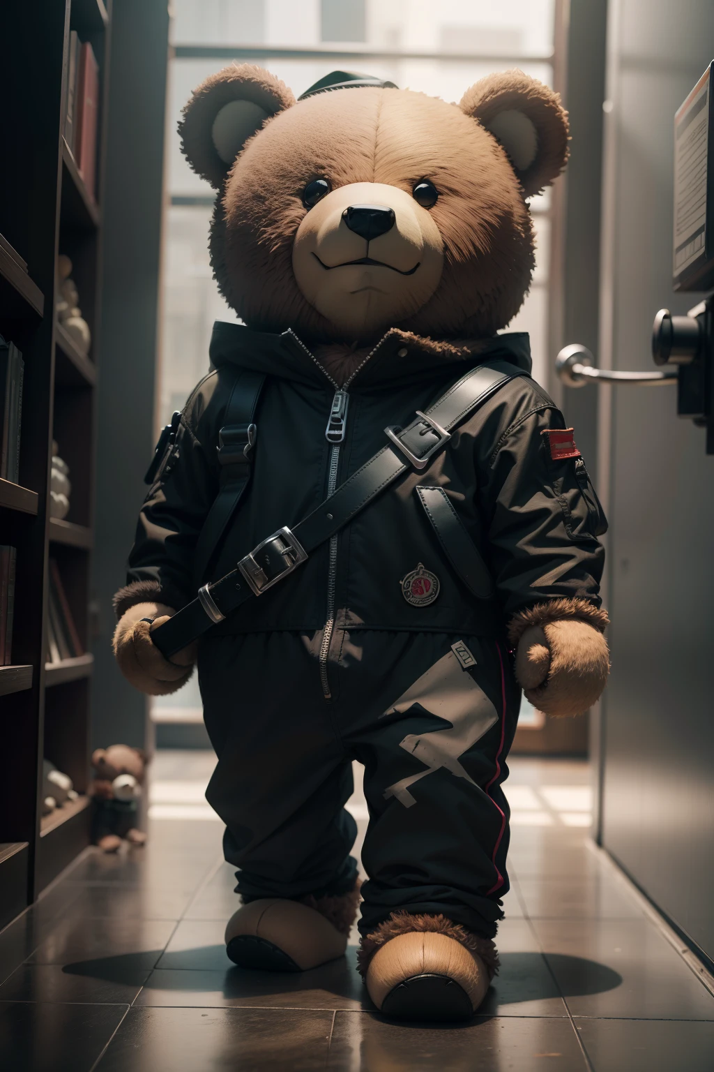 Humanoid/toy bear/Hold a sickle and wear a hat