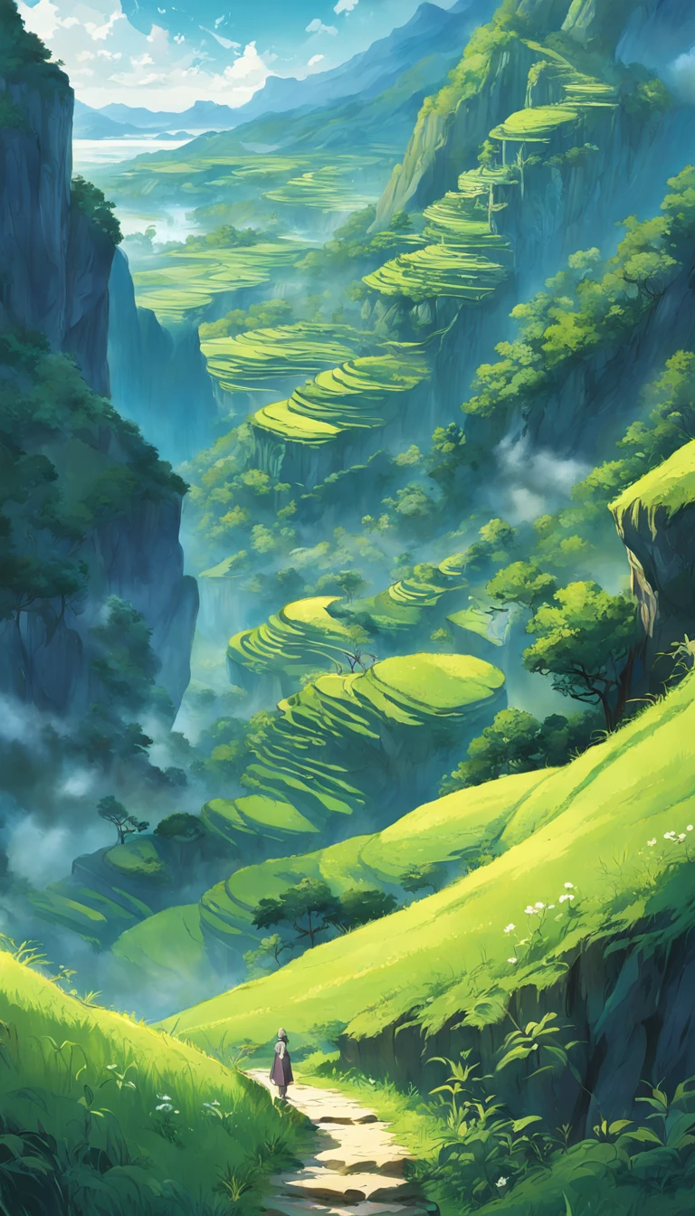 the wallpaper, Step into the world of natural art, The terraces paint a fascinating and beautiful portrait. Each level, Carefully carved into the land, Turn into a vibrant green canvas, Reflected in the warm embrace of the sun. during dawn,The mist is intertwined, These undulating landscapes seem to whisper stories of generations connected to the land, Evoke a sense of tranquil wonder that only masterpieces of nature can provide.