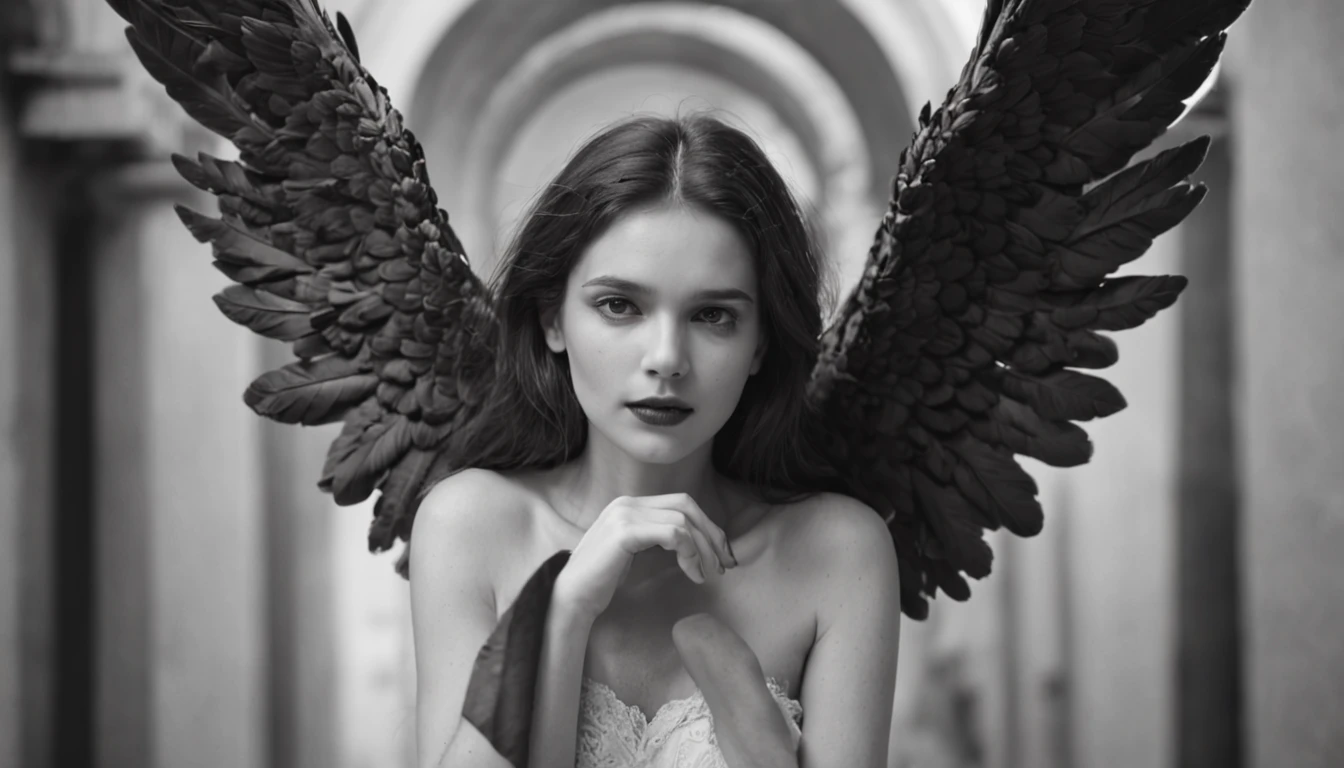 Imagine a scene in which a fallen and malevolent angel, with a seductive appearance and large beautiful wings, is in full motion. The scene takes place on the streets of an apocalyptic city, ablaze and in ruins. Use a contrasting style of writing to highlight the angel's beauty in juxtaposition to the decay of the surroundings.
Begin the text with a striking opening, capturing the reader's attention as you describe the angel's descent. Introduce retrospective moments through contextual flashbacks to unveil the angel's backstory and transformation into a malevolent being. Explore the angel's internal thoughts as they fall, allowing the reader to access their psychology.
Throughout the text, employ a metaphor describing the angel's wings as 'dark glimmers of freedom,' creating a contrast with the oppression of the ruined environment. Add sensory elements such as smells and sounds that emphasize the desolation of the city and the grace of the angel. Additionally, play with chromatic contrast, using dark and cool colors for the city and warm and vibrant colors for the angel.
Insert a table with multiple rows to highlight the duality of the angel and the surroundings, create lists to detail the retrospective moments, and use different header styles to divide the text into thematic sections. Ensure the text is focused on conveying the visual and emotional aesthetics of the described scene.