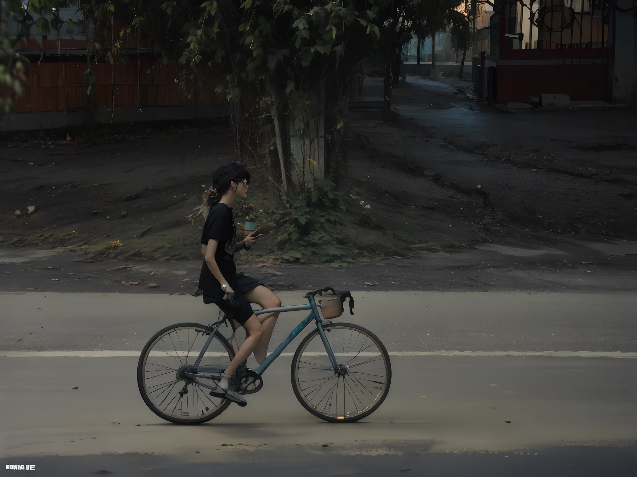 high-level image quality、ultra-detailliert、cafes、window, a chair, The table, door, potted plant_plant, vases, flower_.jar, florals、Red Post、Retro Bikes、Retro cars、Retro Signs、landscapes,