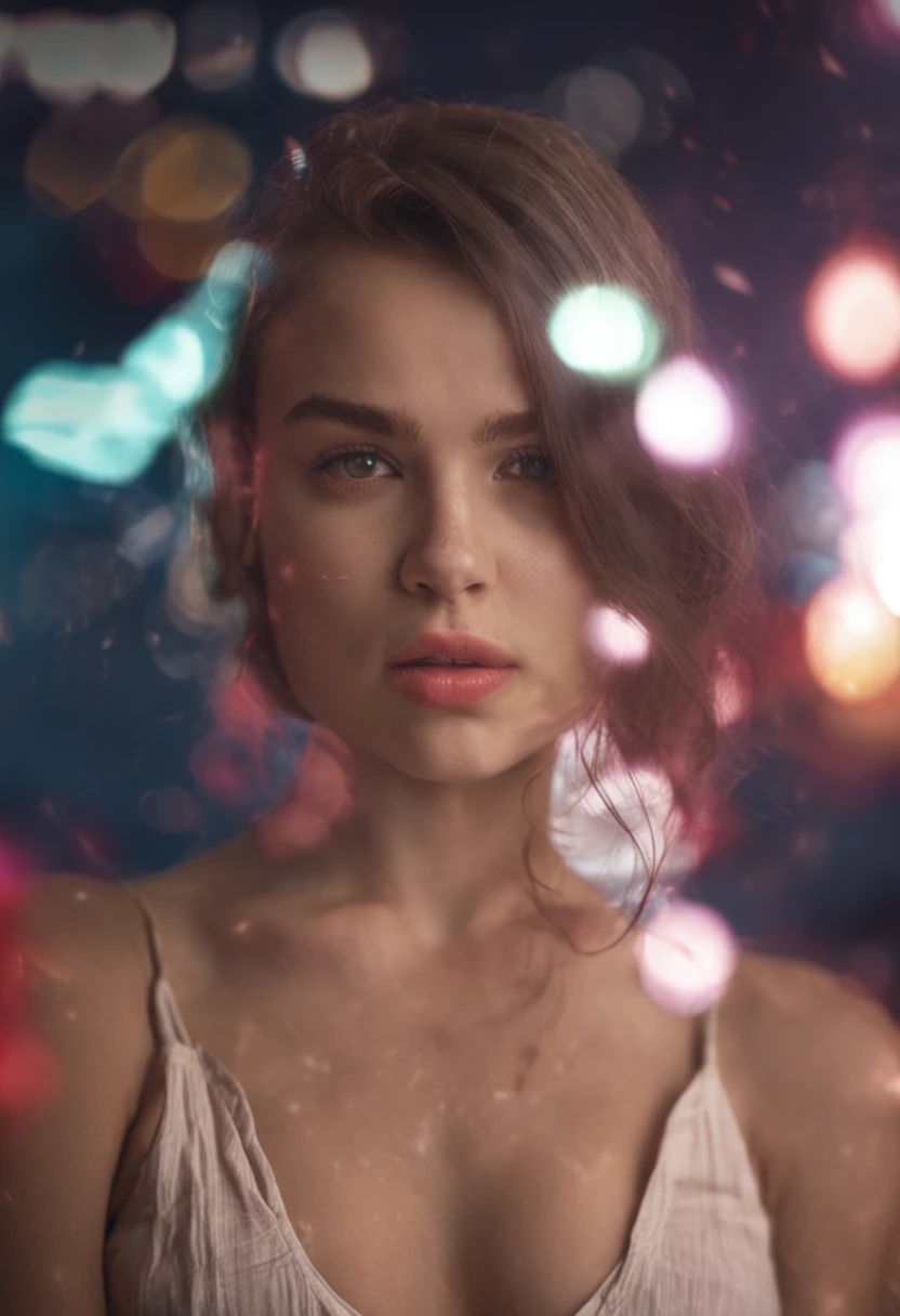 Portrait of a cute 18 year old girl with a perfect girl, Beautiful face, Russian, In panties, in bed, beautiful bust (Dark private study, Dark, Atmospheric light: 1.2) Open legs