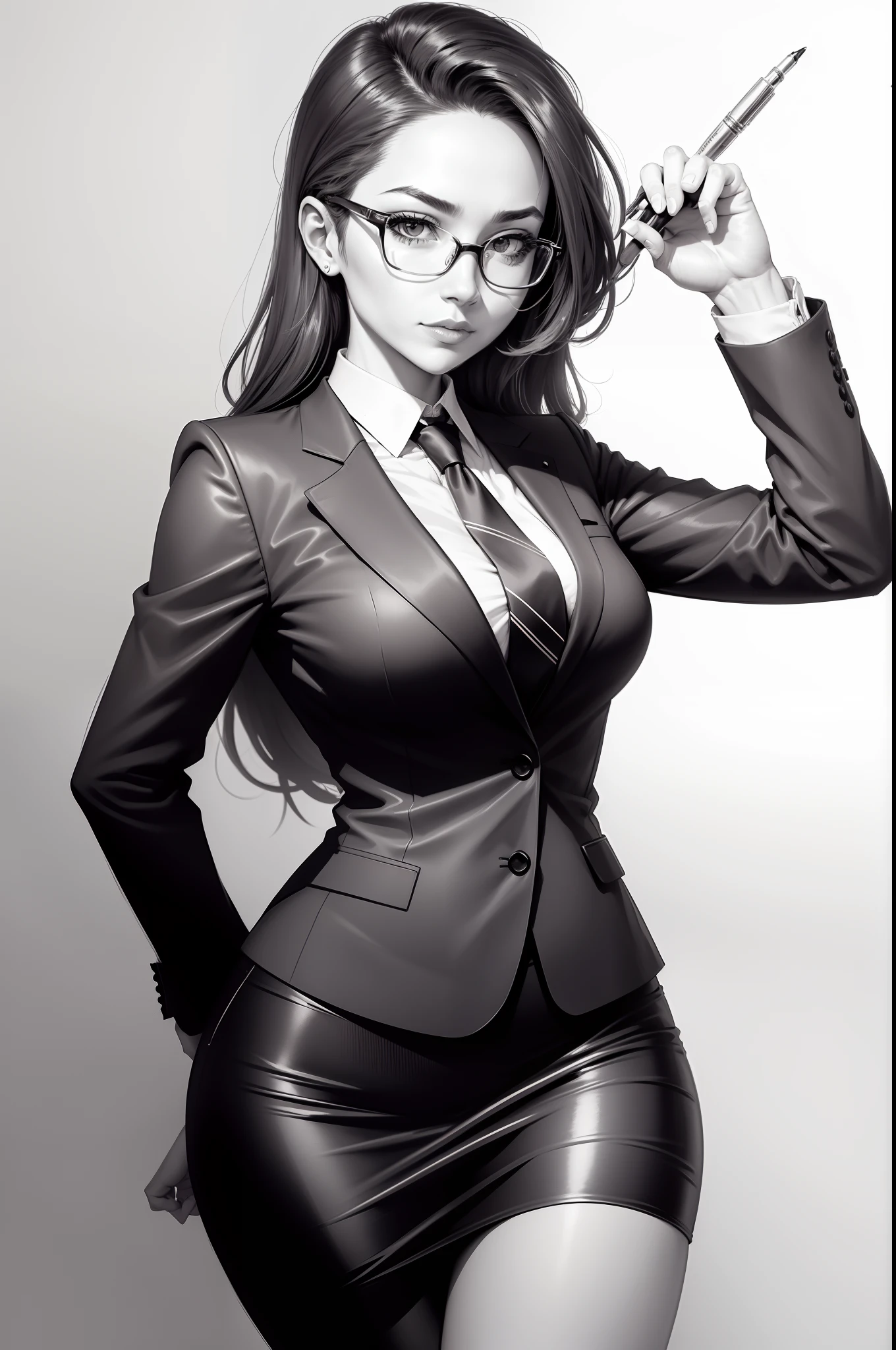 Draw a woman with glasses and tie, Line sketch, ink pen sketch, Line sketch!!, Ink sketch, anime sketch, black ink rough sketch, scribble sketch, ink manga drawing, Pen sketch, thick line drawing, author:Love light, face line drawing, ink and watercolor painting, loose pencil sketch, sketchy expressive linework, intense line art