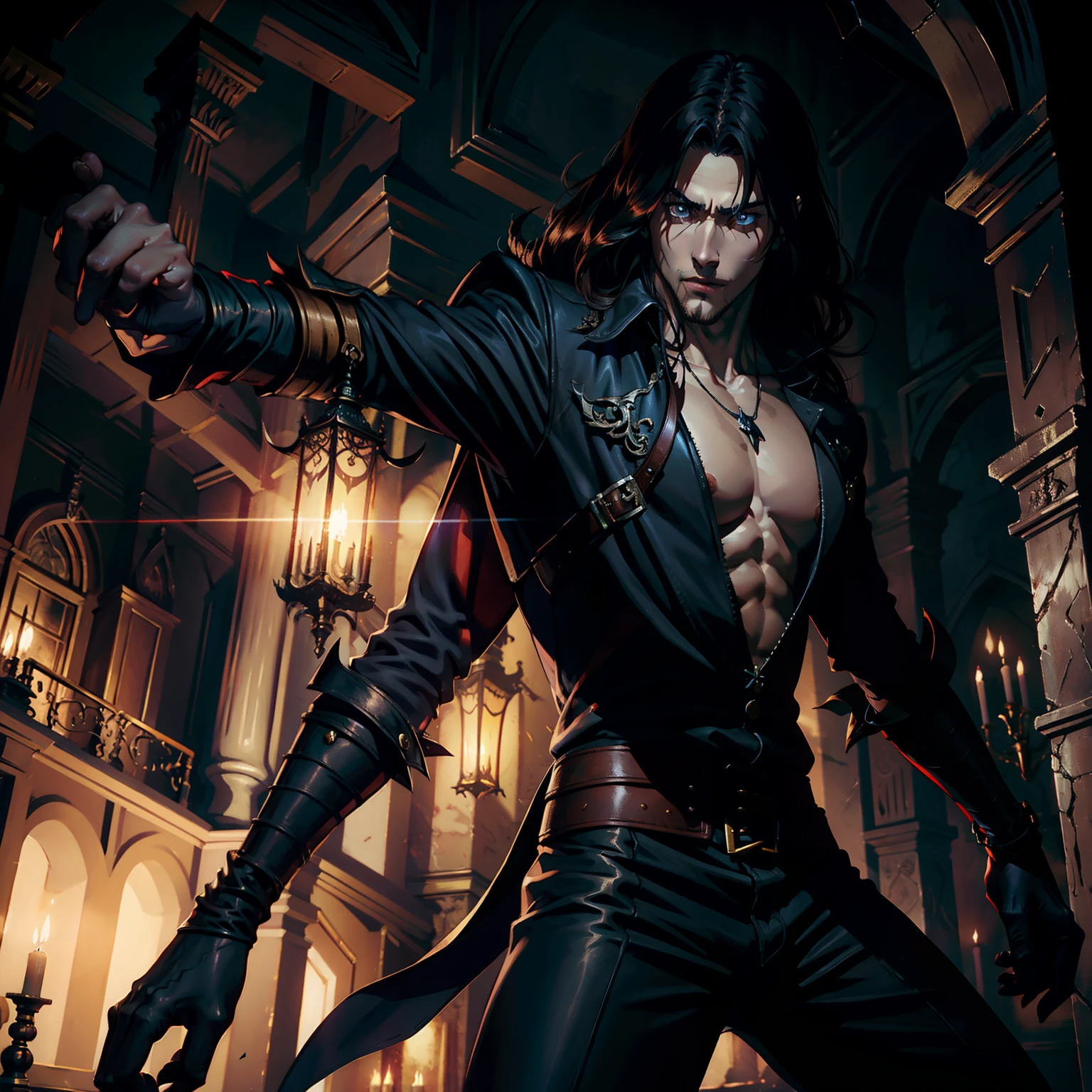 Castlevania Lord of the shadows hyper realistic super detailed Dynamic pose