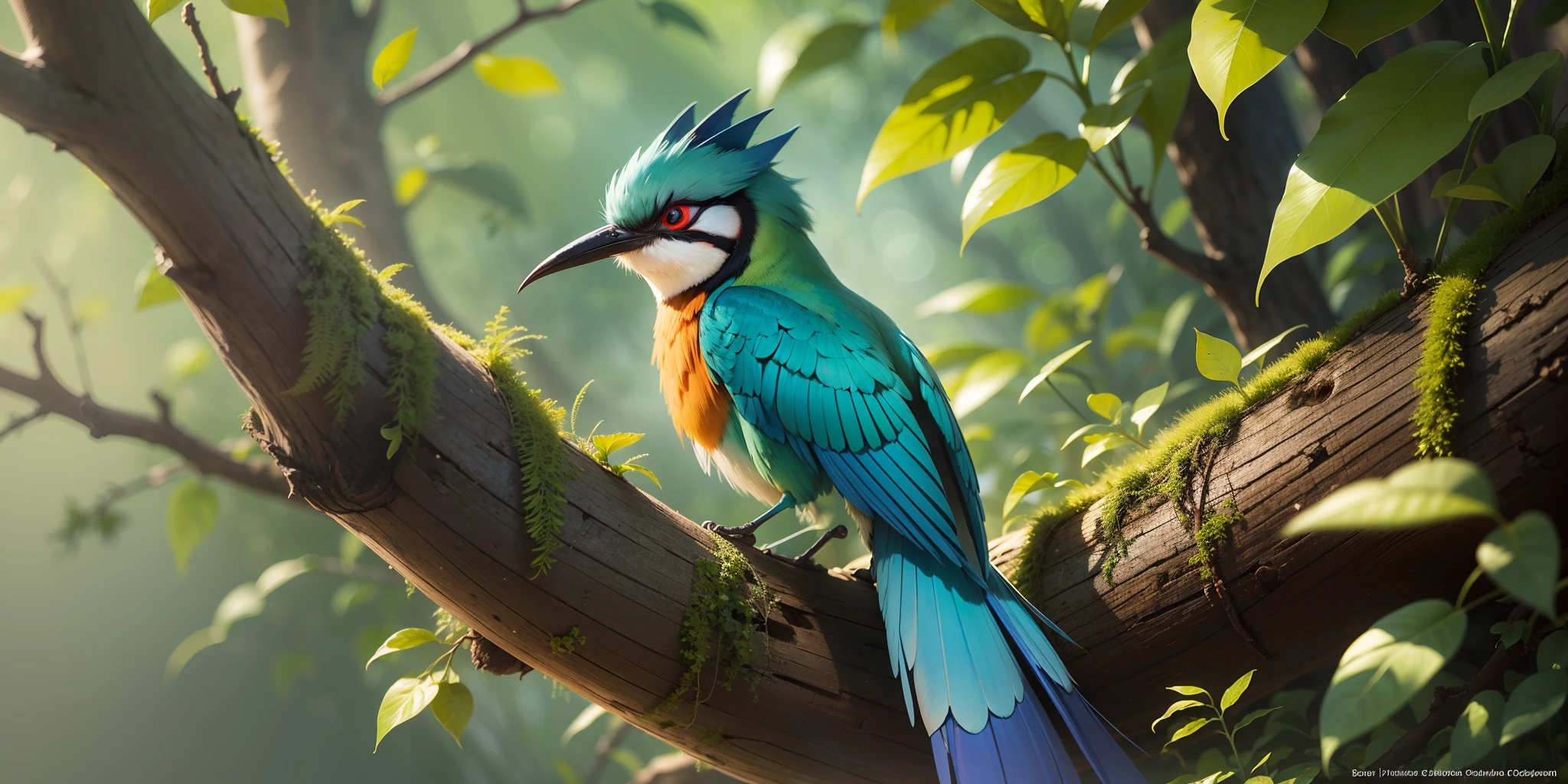 A Blue tailed bee-eater in a magical grove, extremely detailed -- ar 3:3 --auto --s2