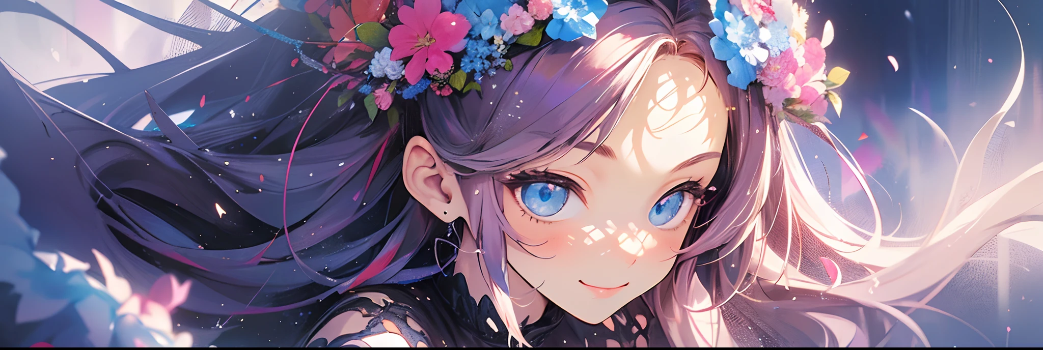 ((flowercrown)),Contemporary art created by tracing traces of colorful ink、masterpiece、ultra-detailliert、pop-art、innocent smiles、eye glass、(1 girl, Solo:1.6),(Cute smile), (Best Impact:1.5), (maximalism:1.7), Vivid contrast, (Realistic), hyperrealistic illustrations, hight resolution, ultra-detailliert, absurderes,(Fractal Art:1.3)、Random hairstyle、Random hair color colorful、FULL BODYSHOT、Retro、Precise focus、randome pose、cinema4d、Drama