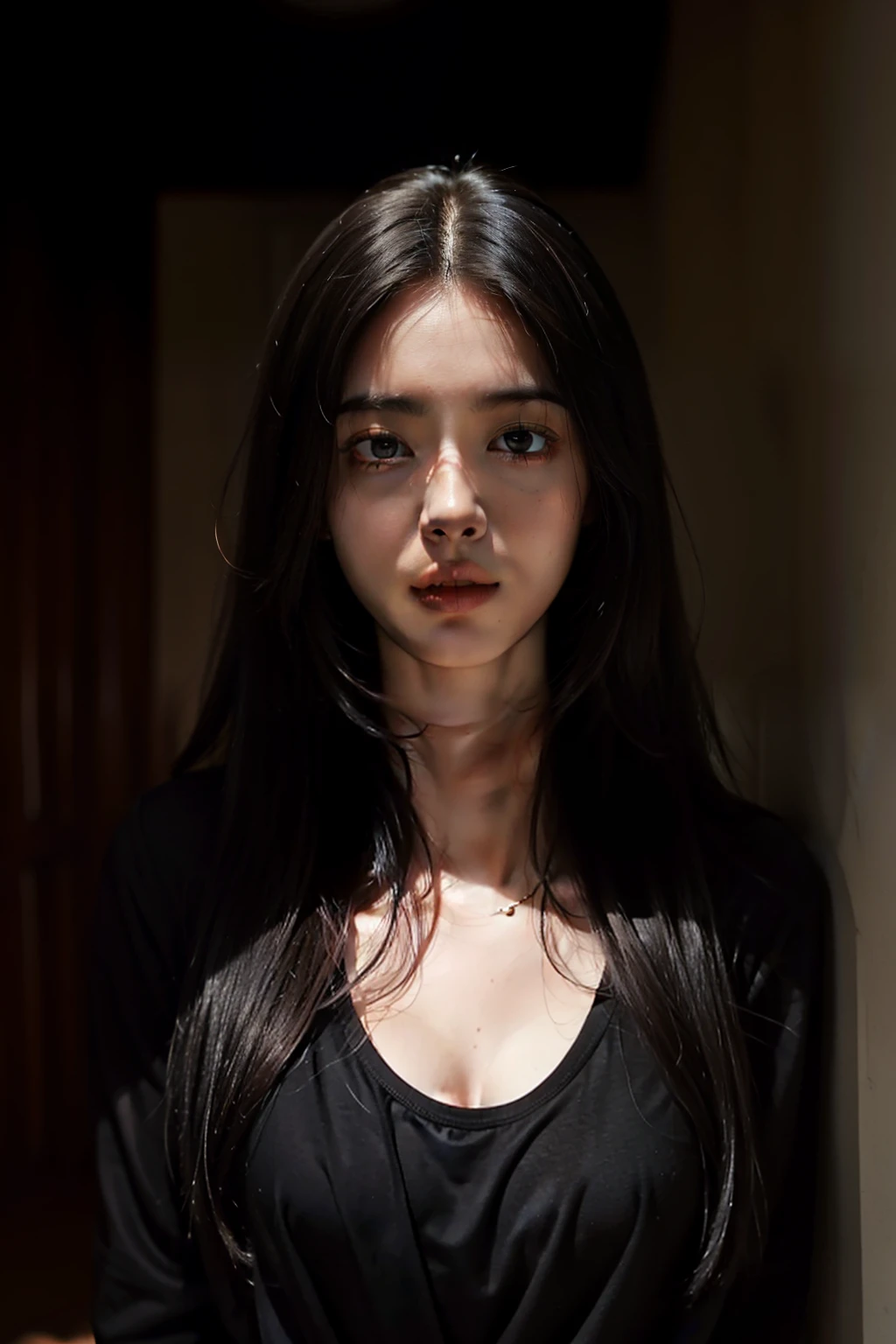 1Girl,Straight hair,Dark In,Deep Shadow, Increase the volume of the chest