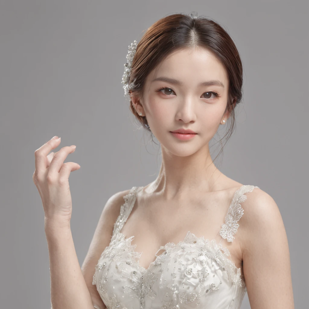 (One lady)、(Professional 3D Rendering:1.3) De (Realistic:1.3) The most beautiful art photos in the world,tmasterpiece,top-quality,Photos of private rooms,Stargirl,wedding photos,Full body photo of the front,No exposure on chest,Smaller chest,No Shoulders,Navelless,Show your legs,Blacklens Socks,White heels,Horsetail hair,Dark hair,fascinated expression,white wedding dress,Lace crafts,dignified temperament,Still dick face,fully body photo,Private Photos,Angel Wings,Angel Face,Gold Necklace,White jade bracelet,Silver Pin Earrings,White cover