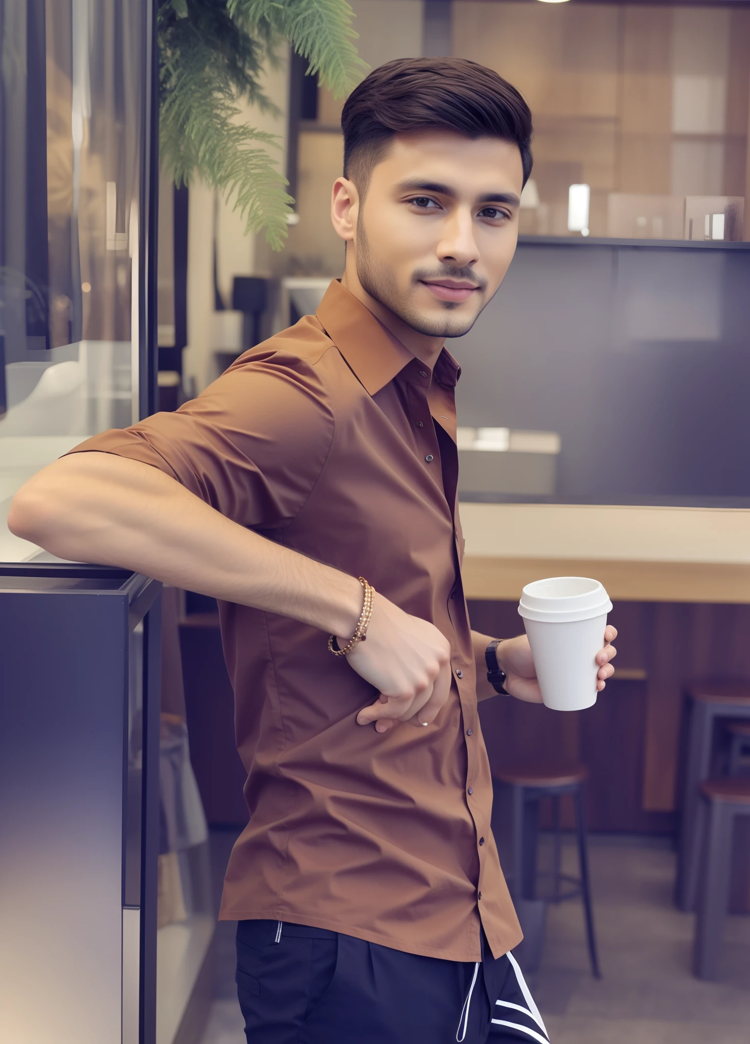 brown color shirt