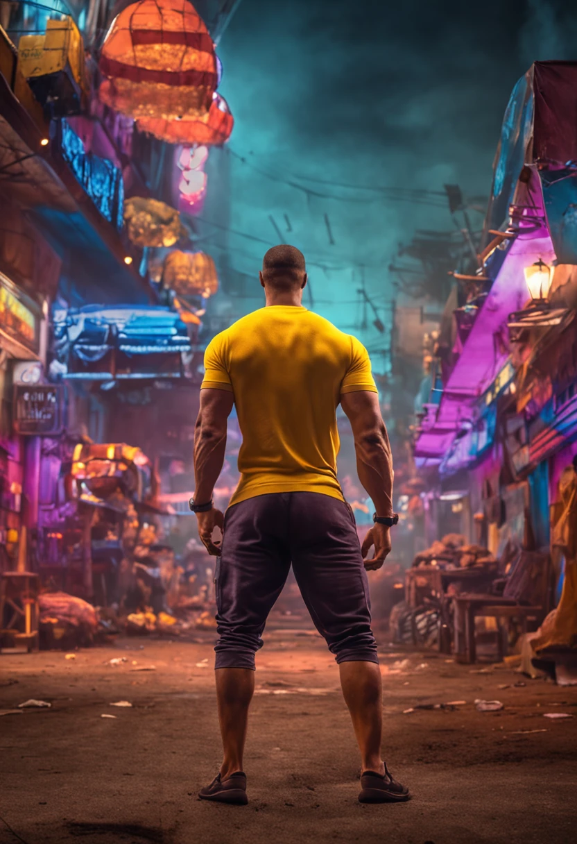 Muscular handsome guy in yellow