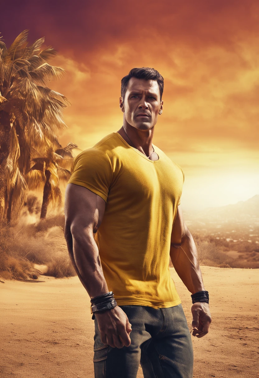 Muscular handsome guy in yellow