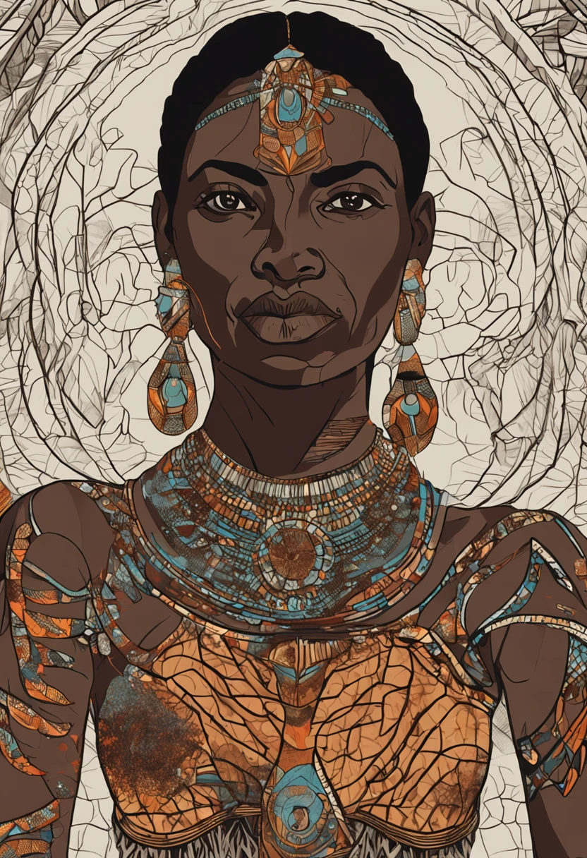 criar a seguinte personagem, With a skin deeply enriched by the passage of years and wise eyes that seemed to penetrate the soul of things, Verita se destacava como uma mulher negra idosa. Sua beleza transcendia o tempo, emanando uma aura de integridade e sabedoria acumulada ao longo das eras.
His dress was a visual manifestation of his essence. She wore imposing armor that resembled the shape of a scale, com detalhes que simbolizavam os pratos. Seu manto, ricamente bordado, it sported symbols that represented equity, impartiality and the weight of decisions.